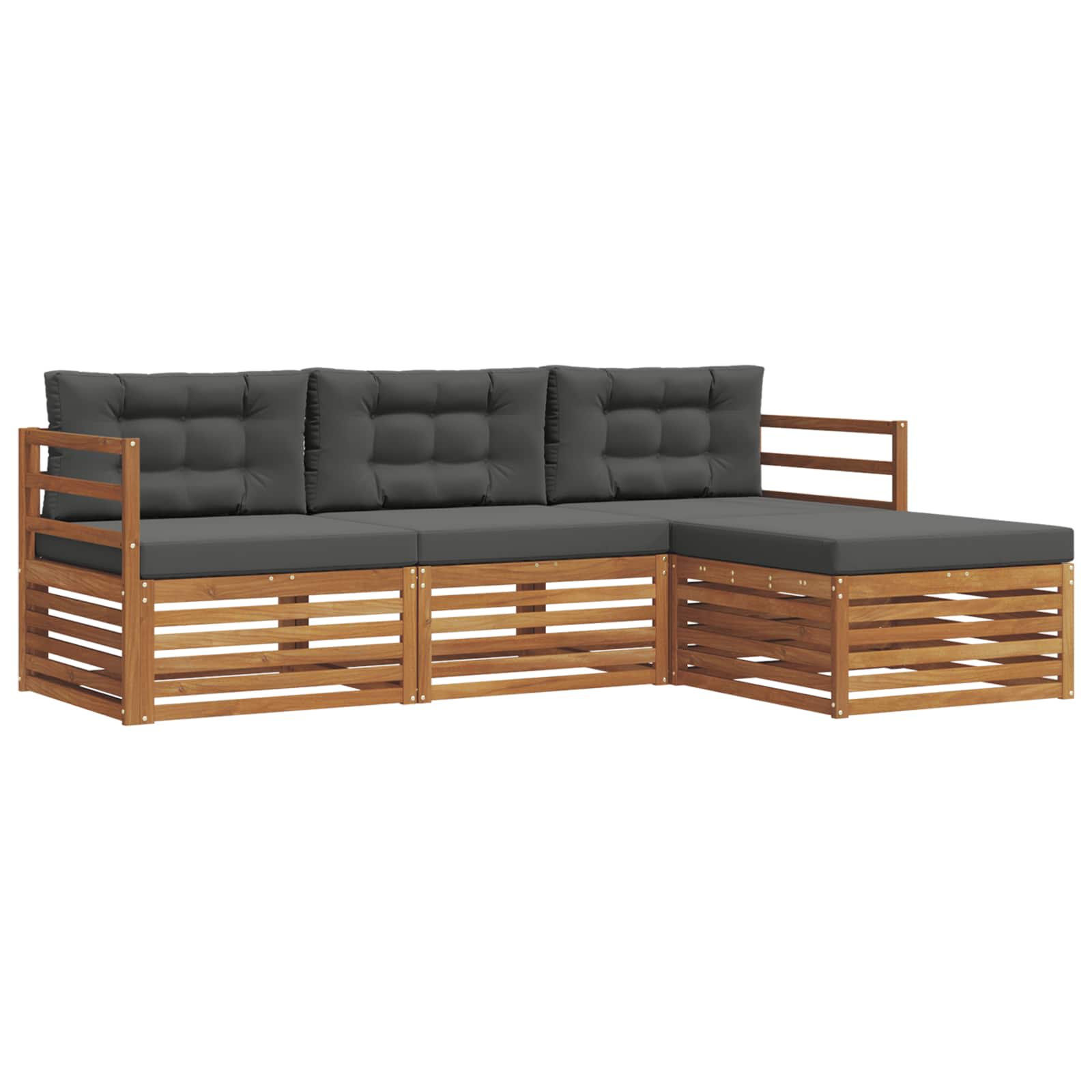 Outdoor-Sofagarnitur Natur und Anthrazit 245,5 x 162,5 x 73 cm