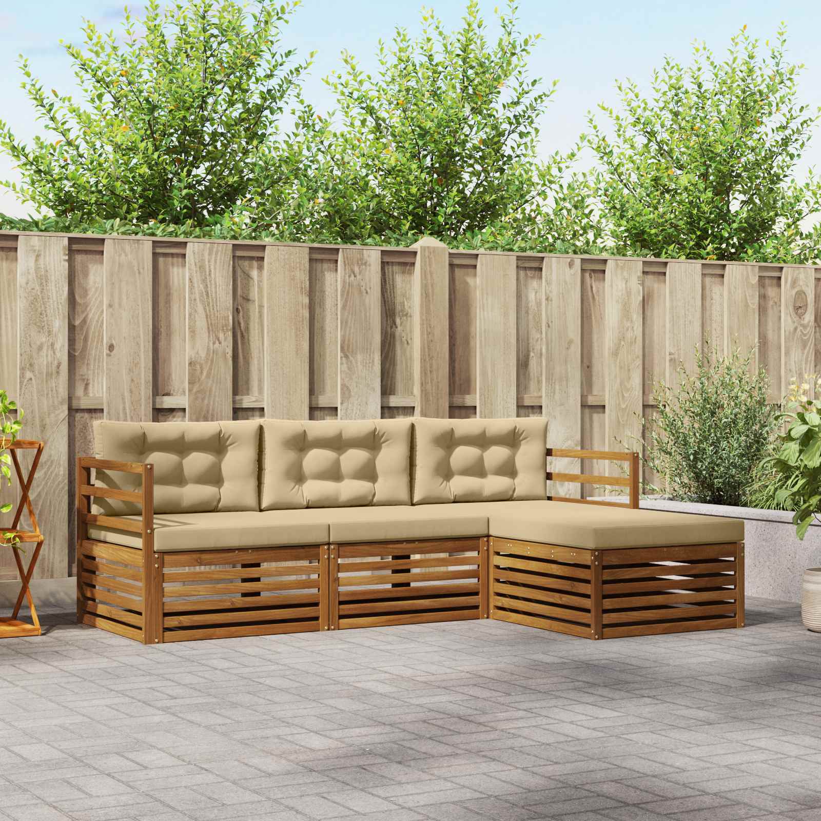 Outdoor-Sofagarnitur Natur und Beige 245,5 x 162,5 x 73 cm