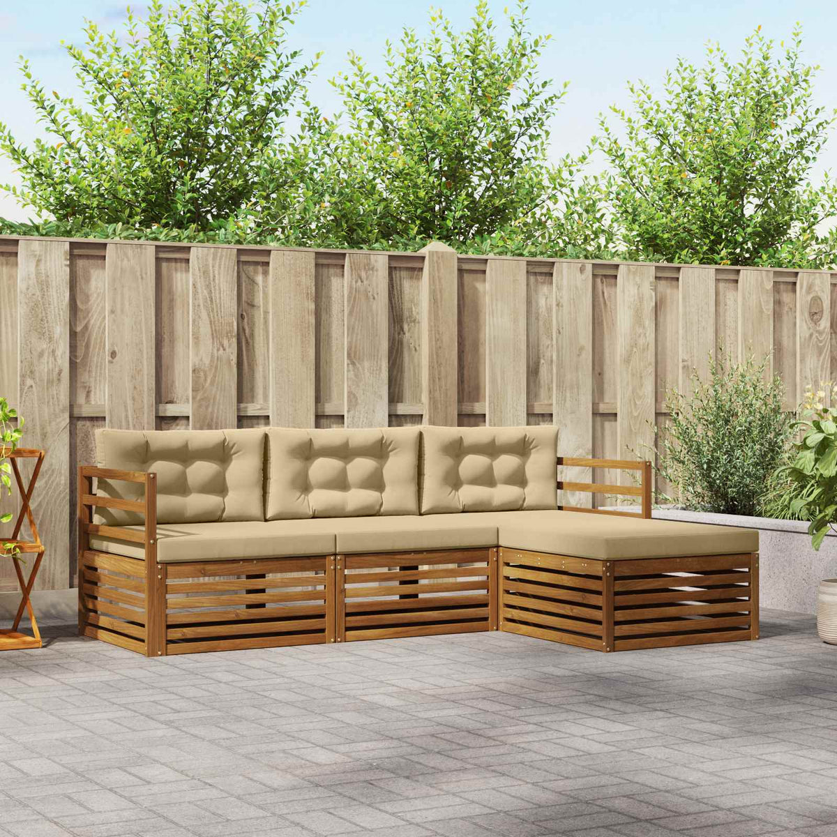 Outdoor-Sofagarnitur 4 Stk. Natur und Beige