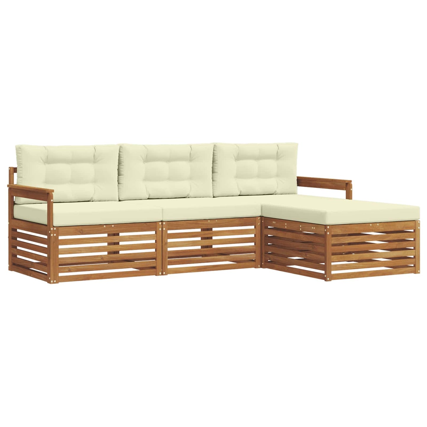 Outdoor-Sofagarnitur Natur und Creme 249,5 x 162,5 x 73 cm