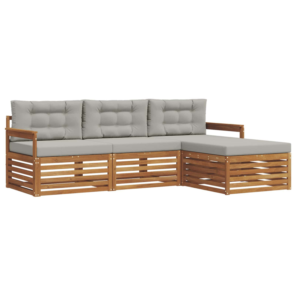 Outdoor-Sofagarnitur 4 stk. Natur und Hellgrau