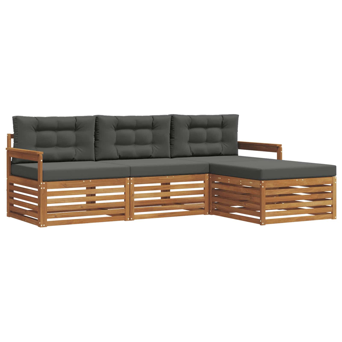 Outdoor-Sofagarnitur 4 Stk. Natur und Anthrazit