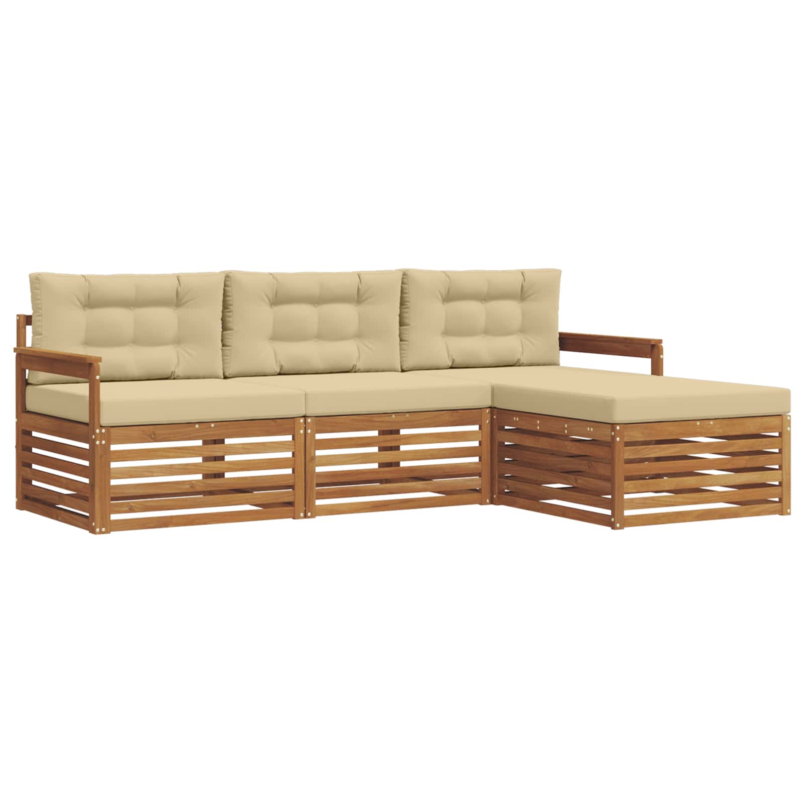 Outdoor-Sofagarnitur Natur und Beige 249,5 x 162,5 x 73 cm