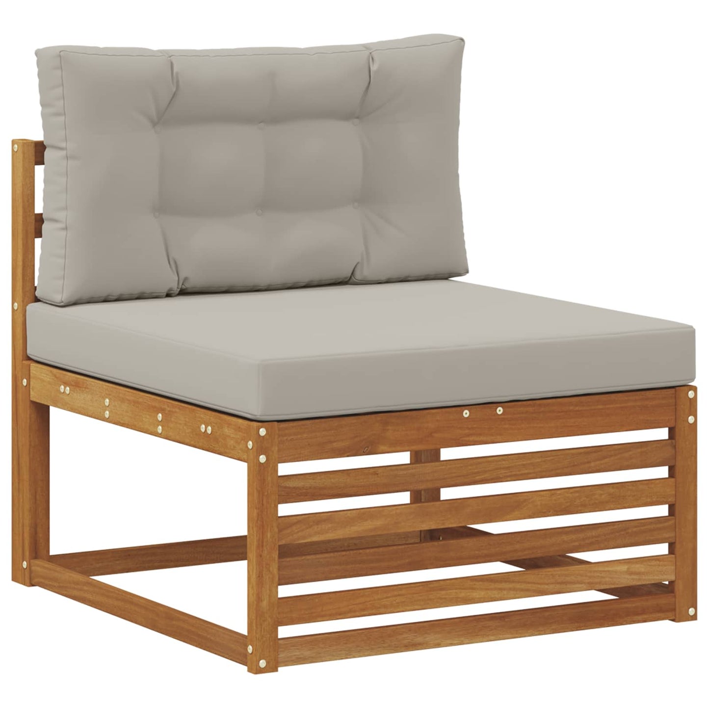 Outdoor-Sofagarnitur mit Kissen Natürlich und Hellgrau