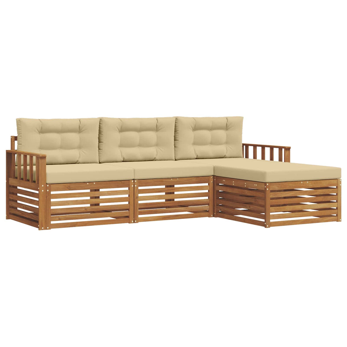 Outdoor-Sofagarnitur 4 Stk. Natur und Beige
