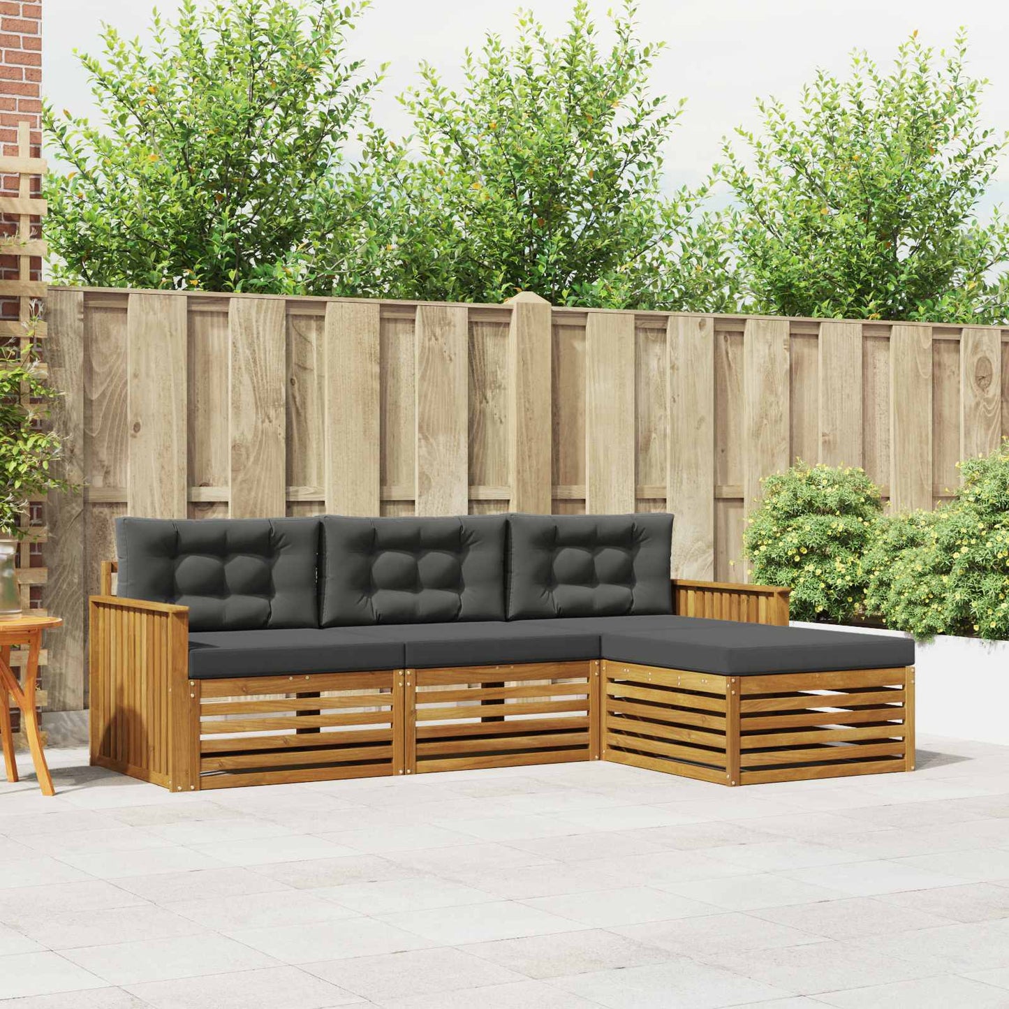 Outdoor-Sofagarnitur Natur und Anthrazit 249,5 x 162,5 x 73 cm