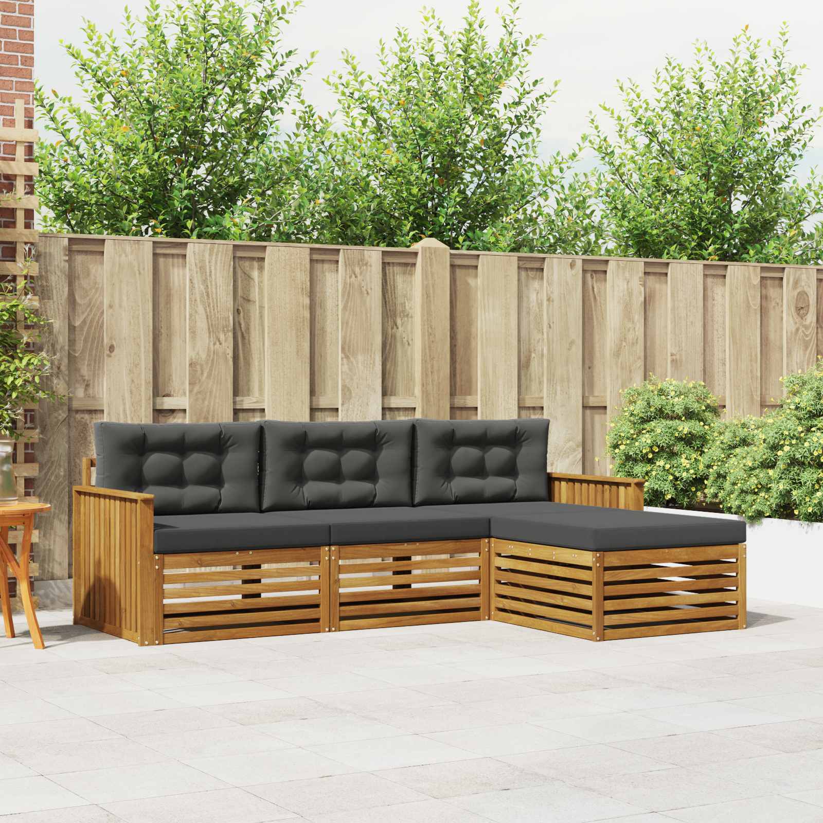 Outdoor-Sofagarnitur Natur und Anthrazit 249,5 x 162,5 x 73 cm