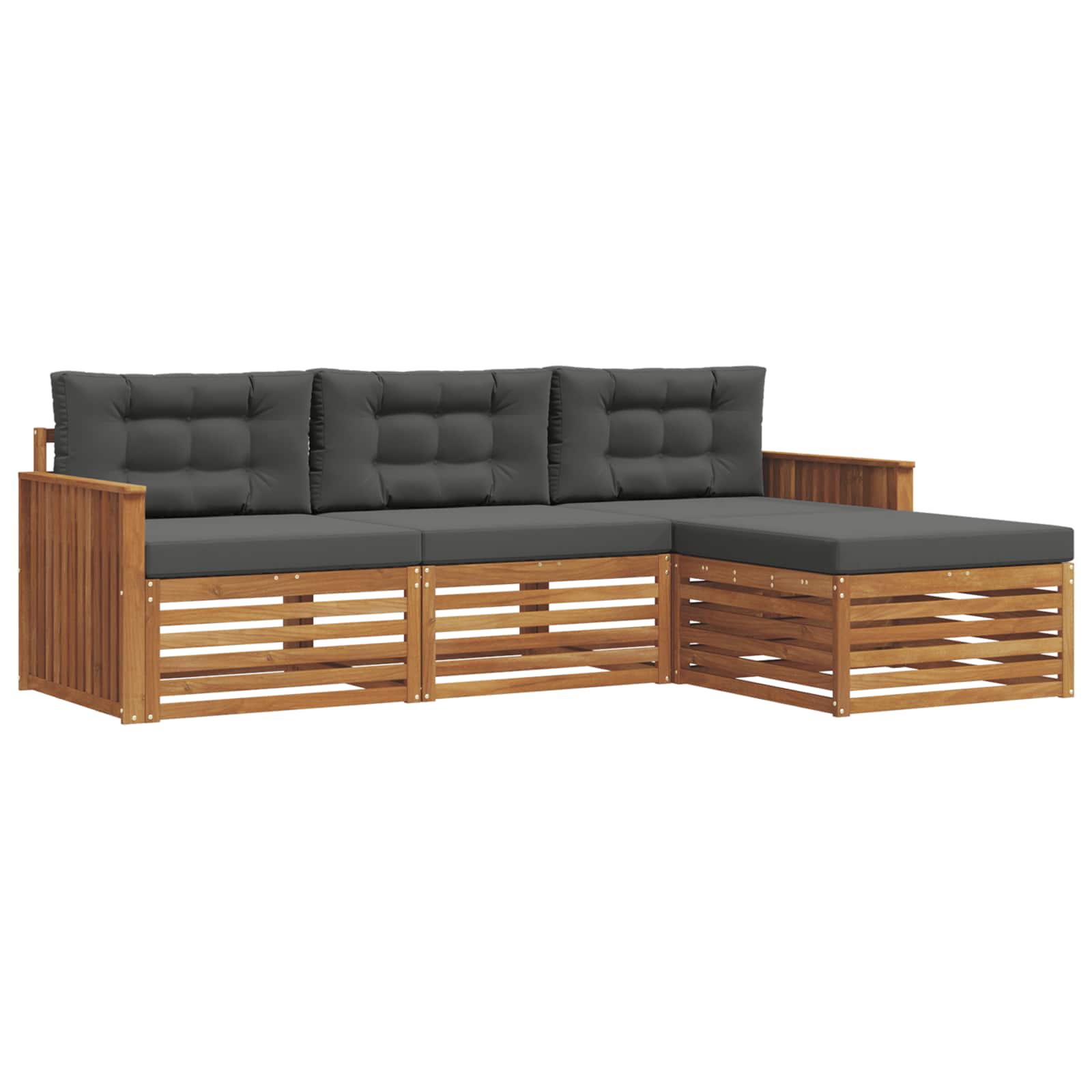 Outdoor-Sofagarnitur Natur und Anthrazit 249,5 x 162,5 x 73 cm