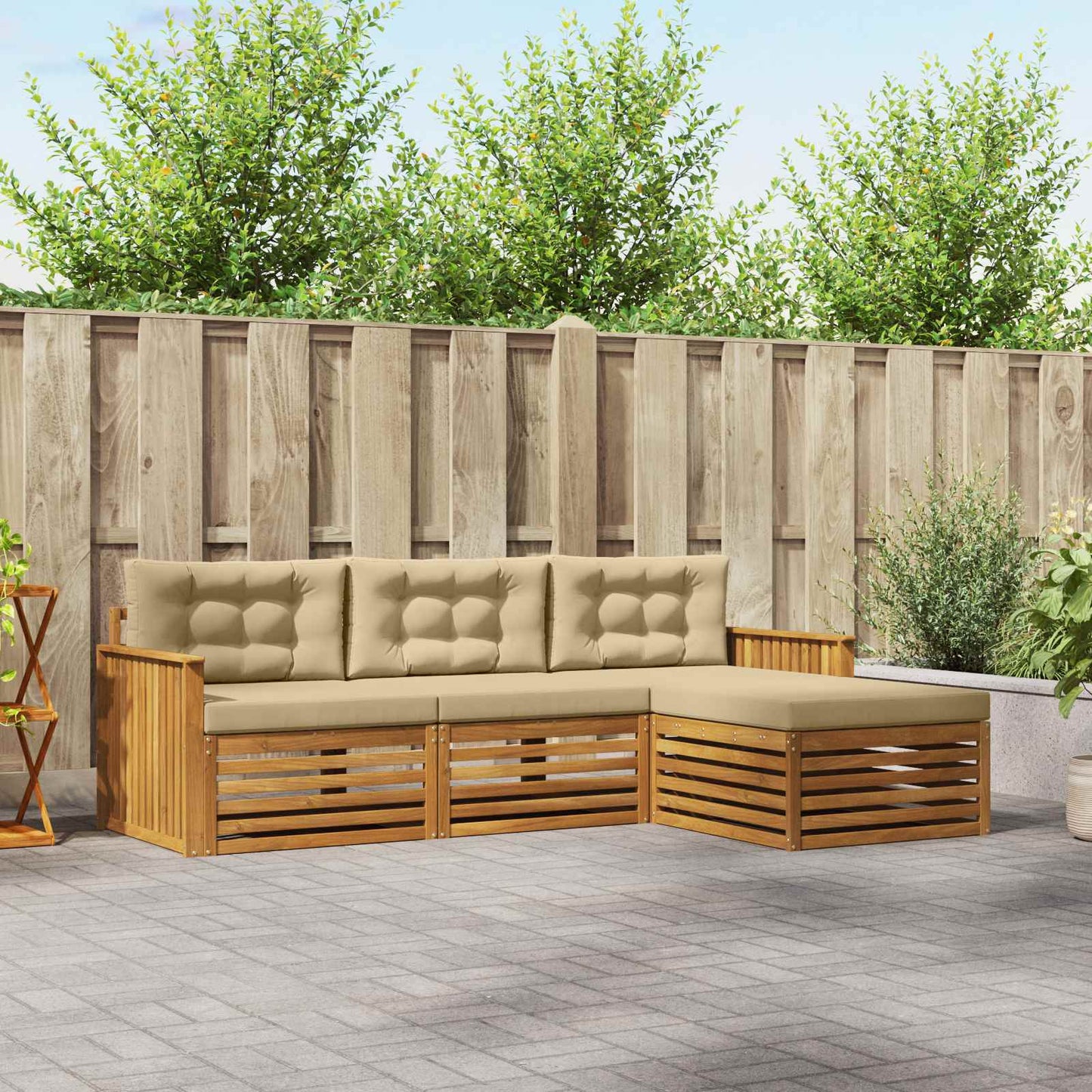 Outdoor-Sofagarnitur Natur und Beige 249,5 x 162,5 x 73 cm