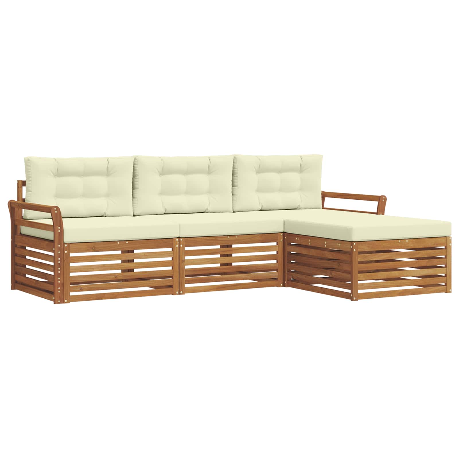 Outdoor-Sofagarnitur Natur und Creme 254 x 162,5 x 73 cm