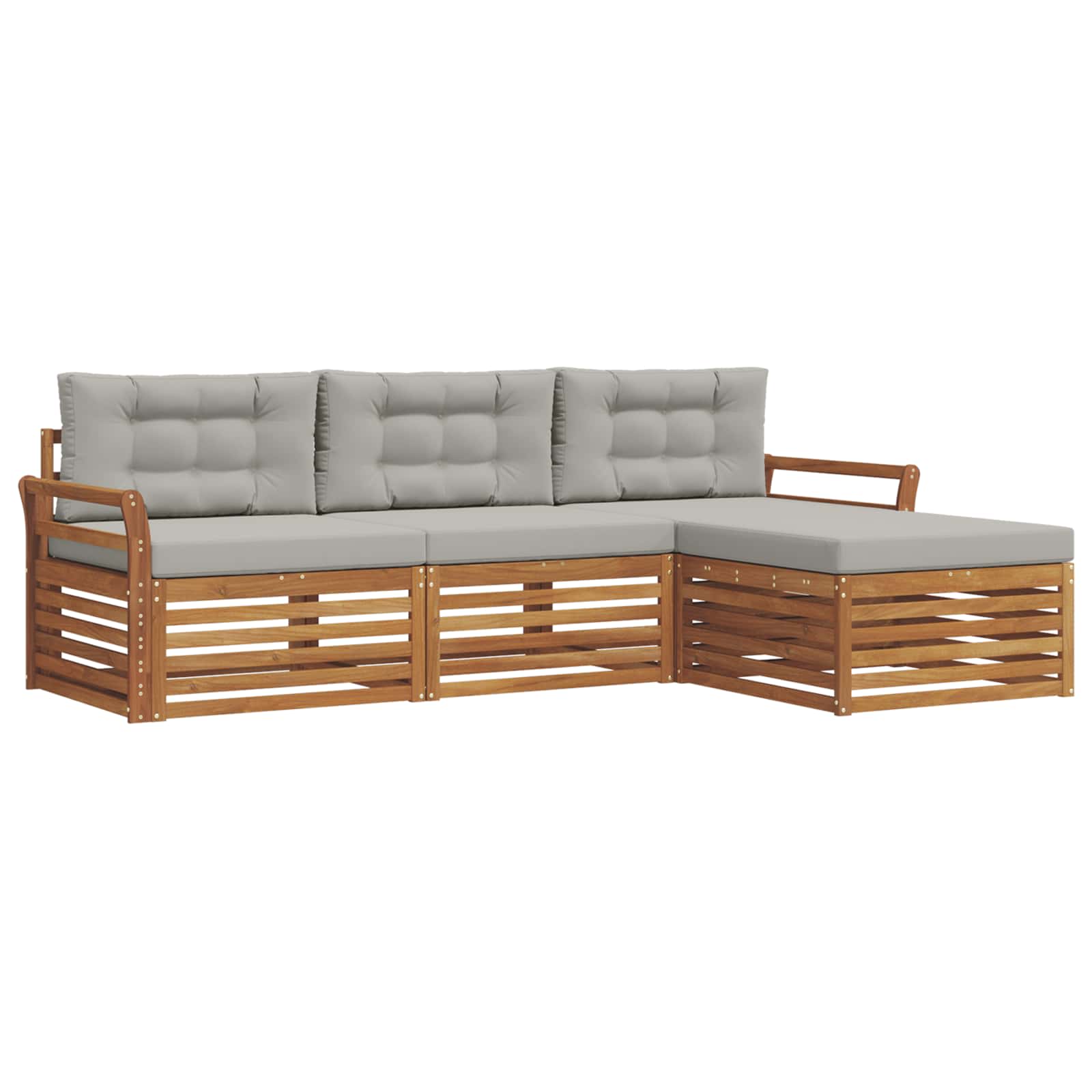 Outdoor-Sofagarnitur Natürlich und Hellgrau 254 x 162,5 x 73 cm