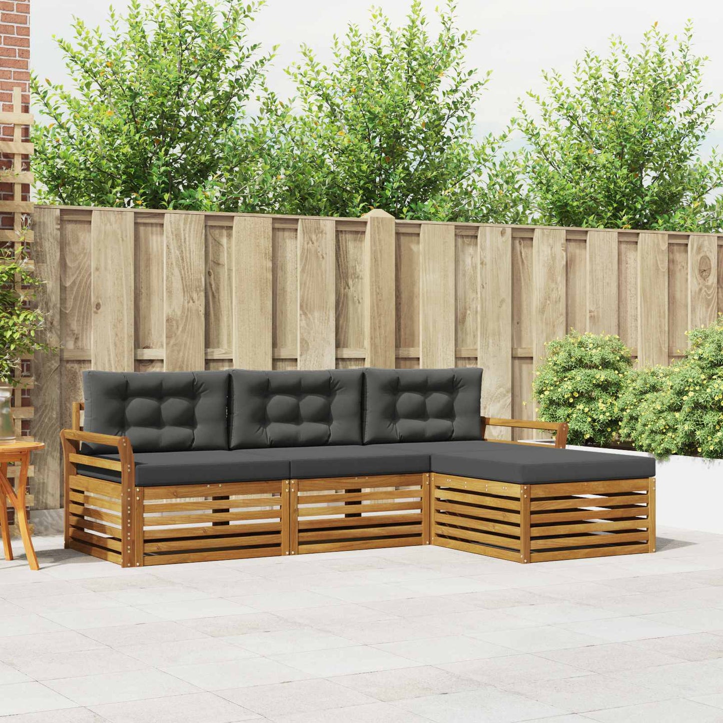 Outdoor-Sofagarnitur Natur und Anthrazit 254 x 162,5 x 73 cm