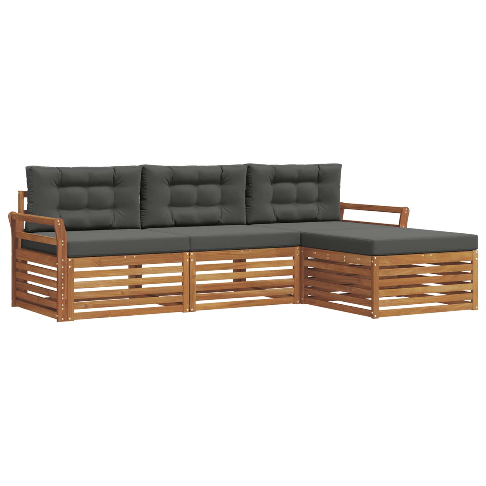 Outdoor-Sofagarnitur Natur und Anthrazit 254 x 162,5 x 73 cm