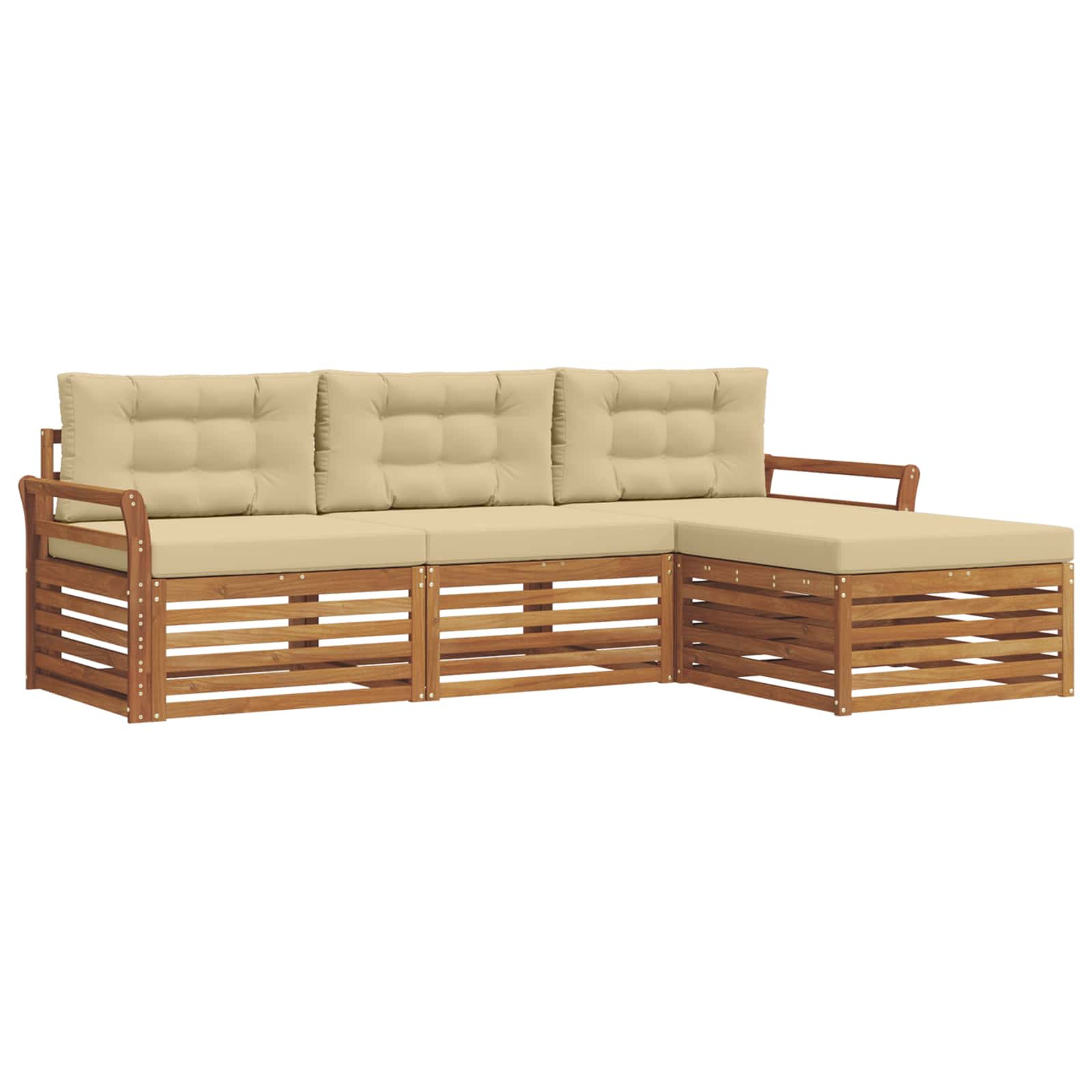 Outdoor-Sofagarnitur Natur und Beige 254 x 162,5 x 73 cm
