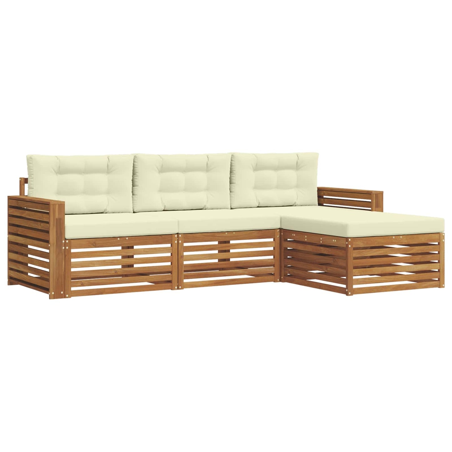 Outdoor-Sofagarnitur Natur und Creme 257,5 x 162,5 x 73 cm