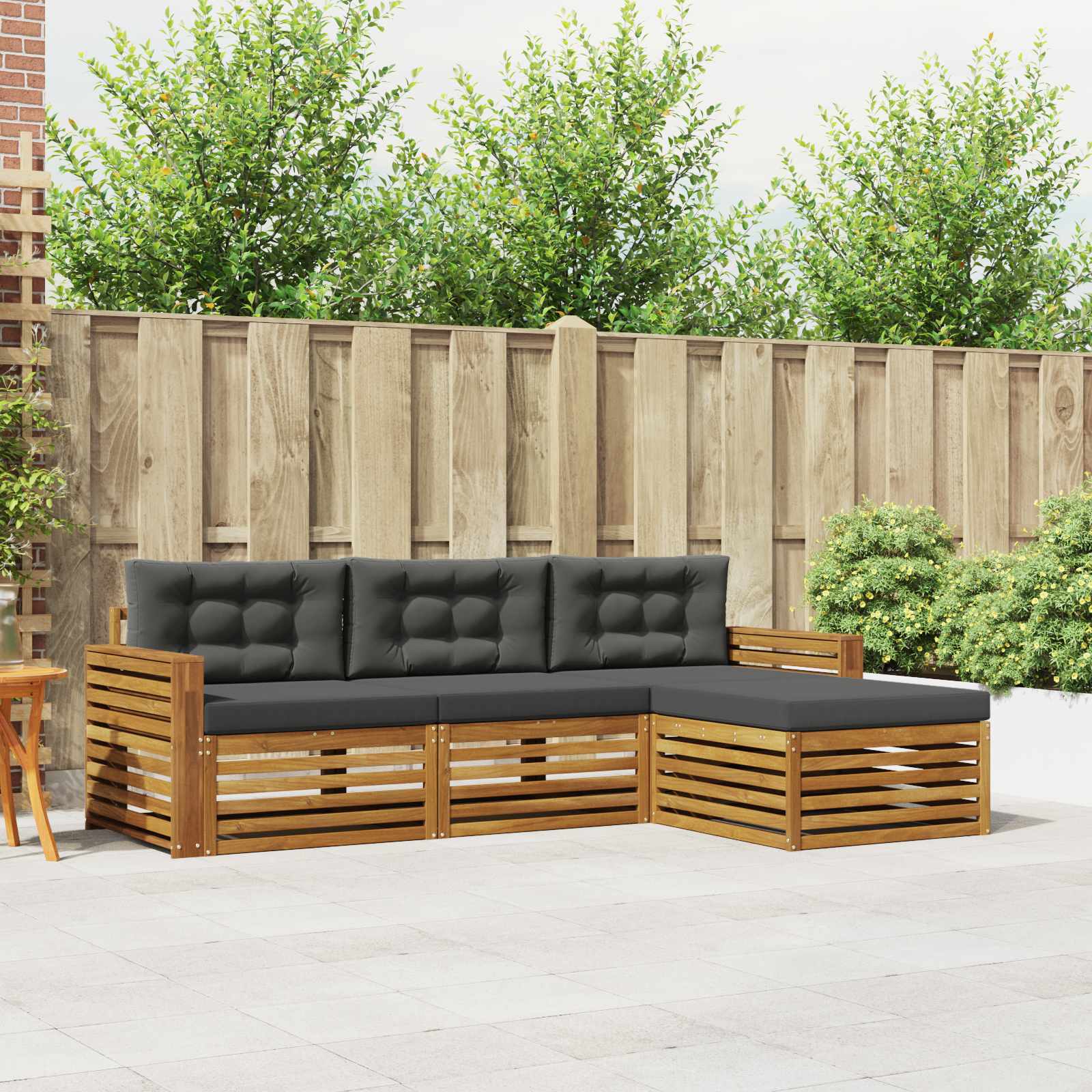 Outdoor-Sofagarnitur Natur und Anthrazit 257,5 x 162,5 x 73 cm