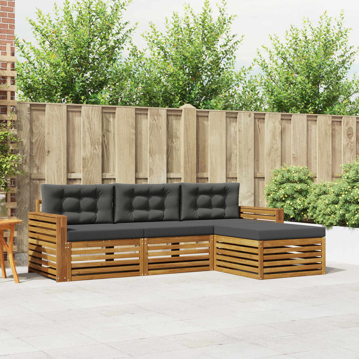 Outdoor-Sofagarnitur 4 Stk. Natur und Anthrazit