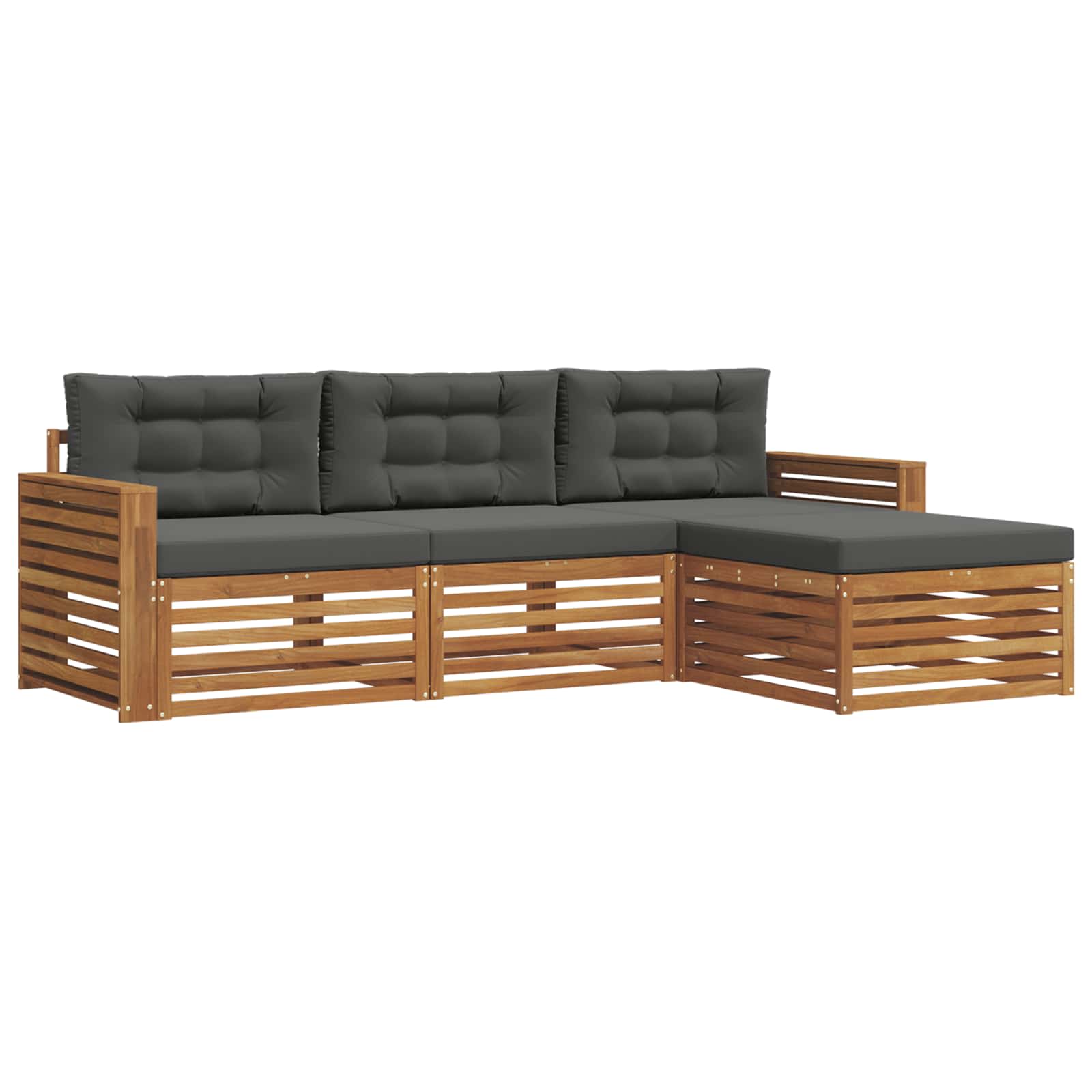 Outdoor-Sofagarnitur Natur und Anthrazit 257,5 x 162,5 x 73 cm