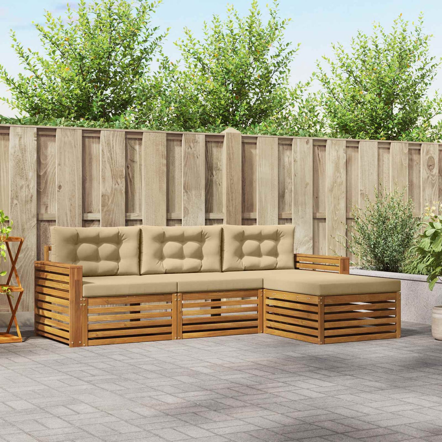 Outdoor-Sofagarnitur Natur und Beige 257,5 x 162,5 x 73 cm