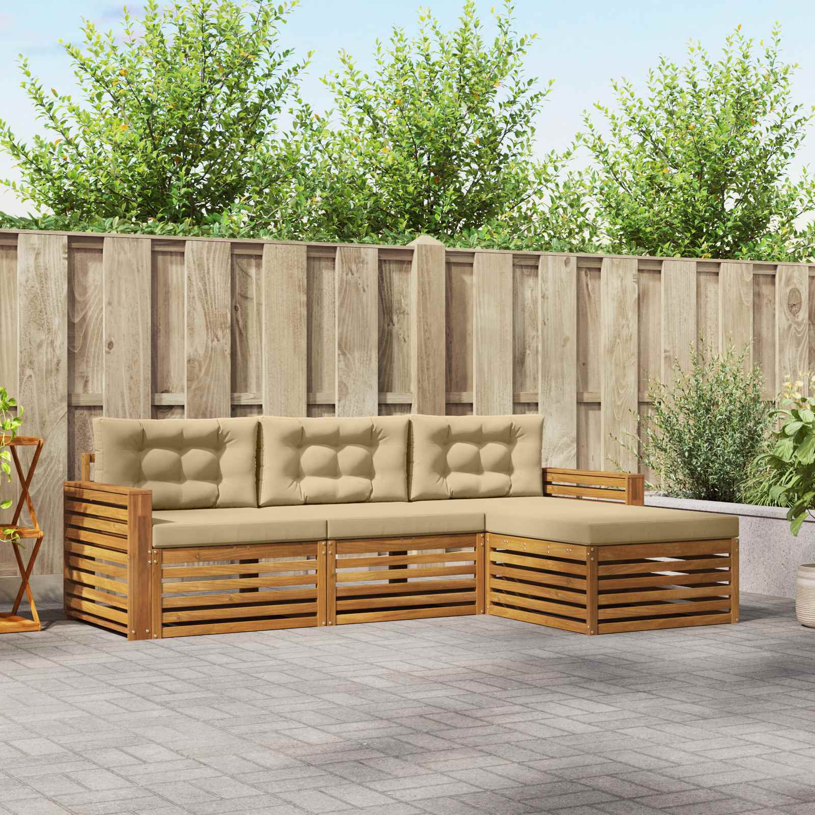 Outdoor-Sofagarnitur Natur und Beige 257,5 x 162,5 x 73 cm