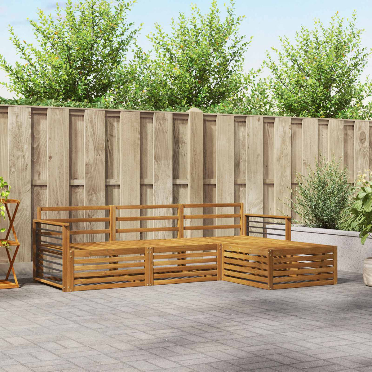 Outdoor-Sofagarnitur 4 Stk. Natur Massivholz Akazie