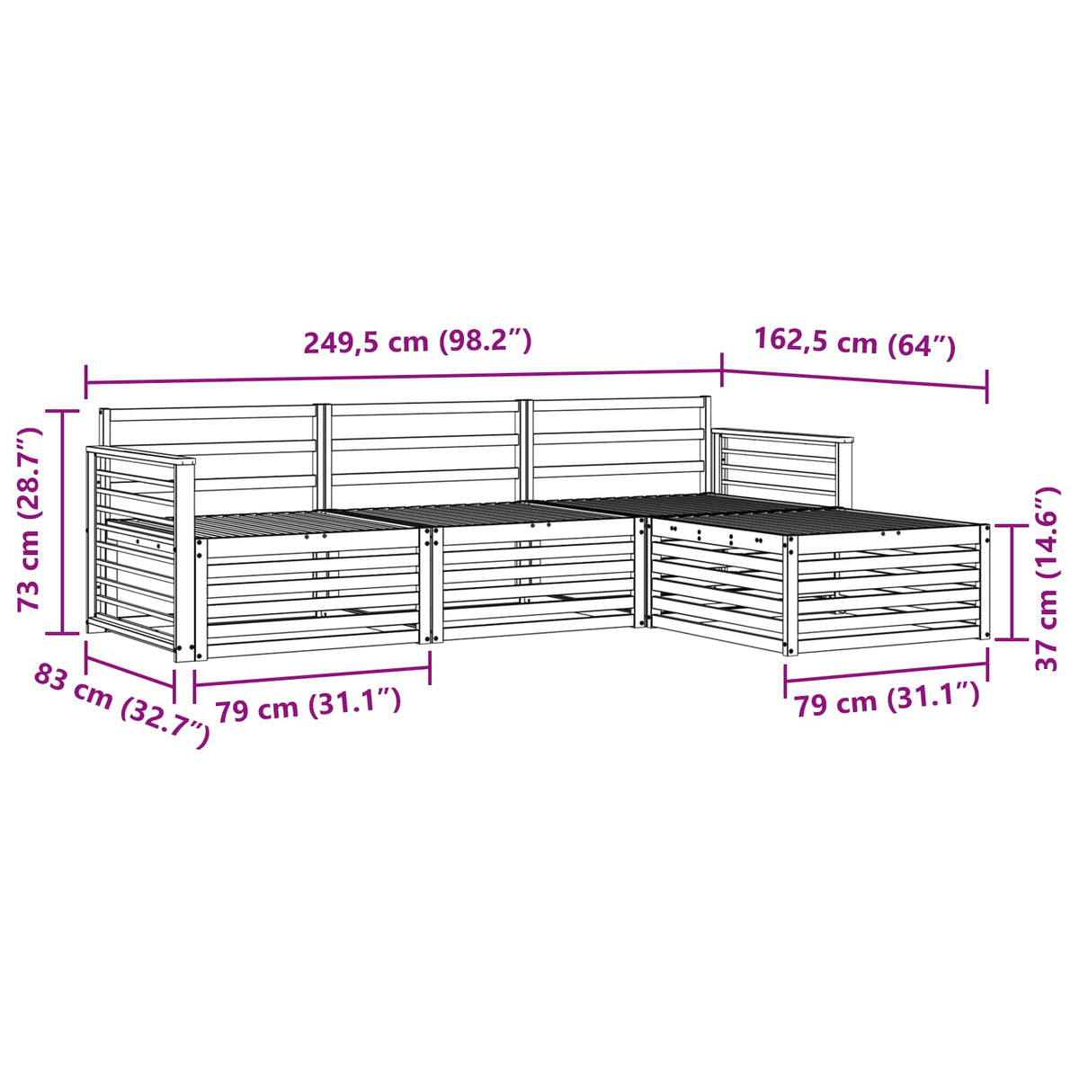 Outdoor-Sofagarnitur 4 Stk. Natur Massivholz Akazie