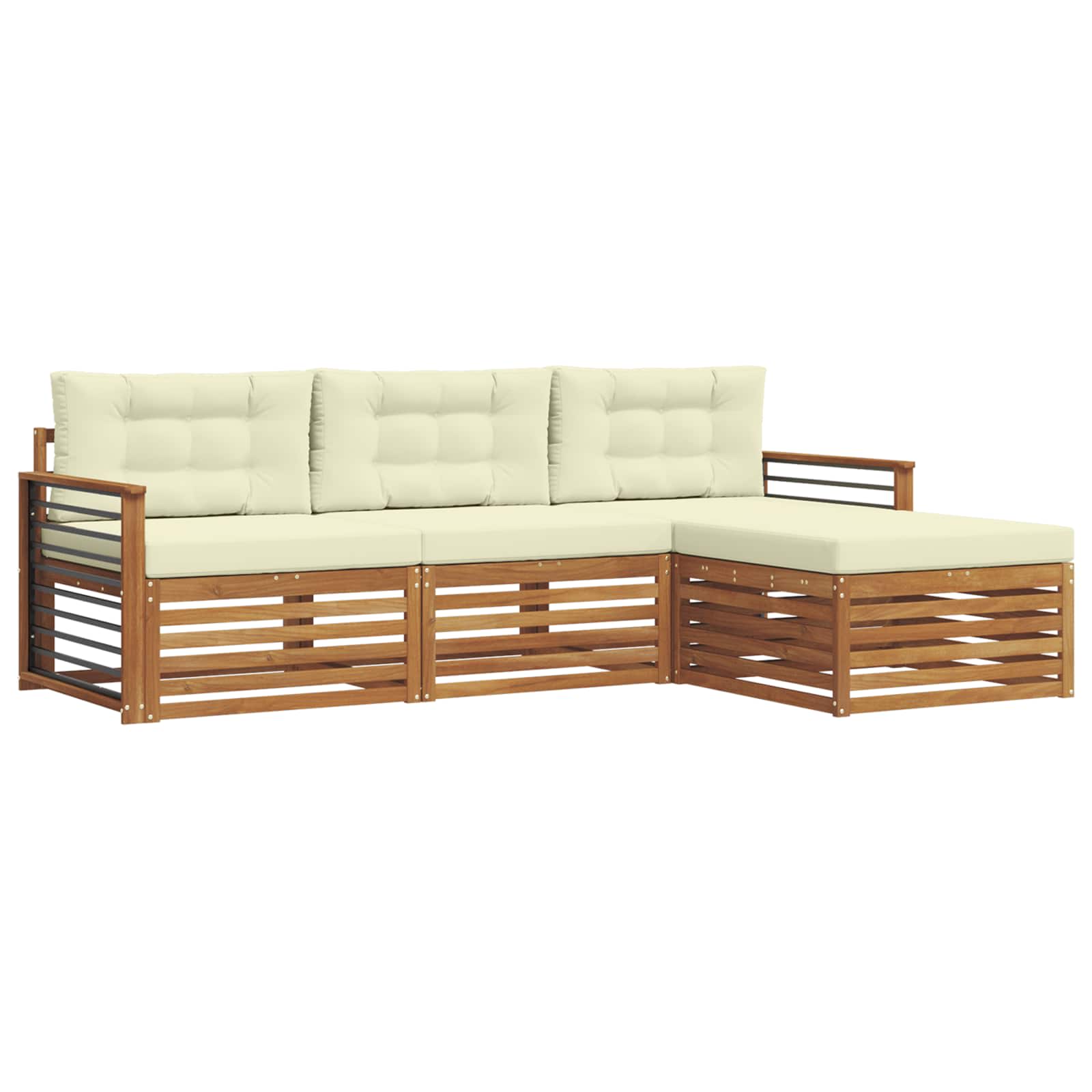 Outdoor-Sofagarnitur Natur und Creme 249,5 x 162,5 x 73 cm