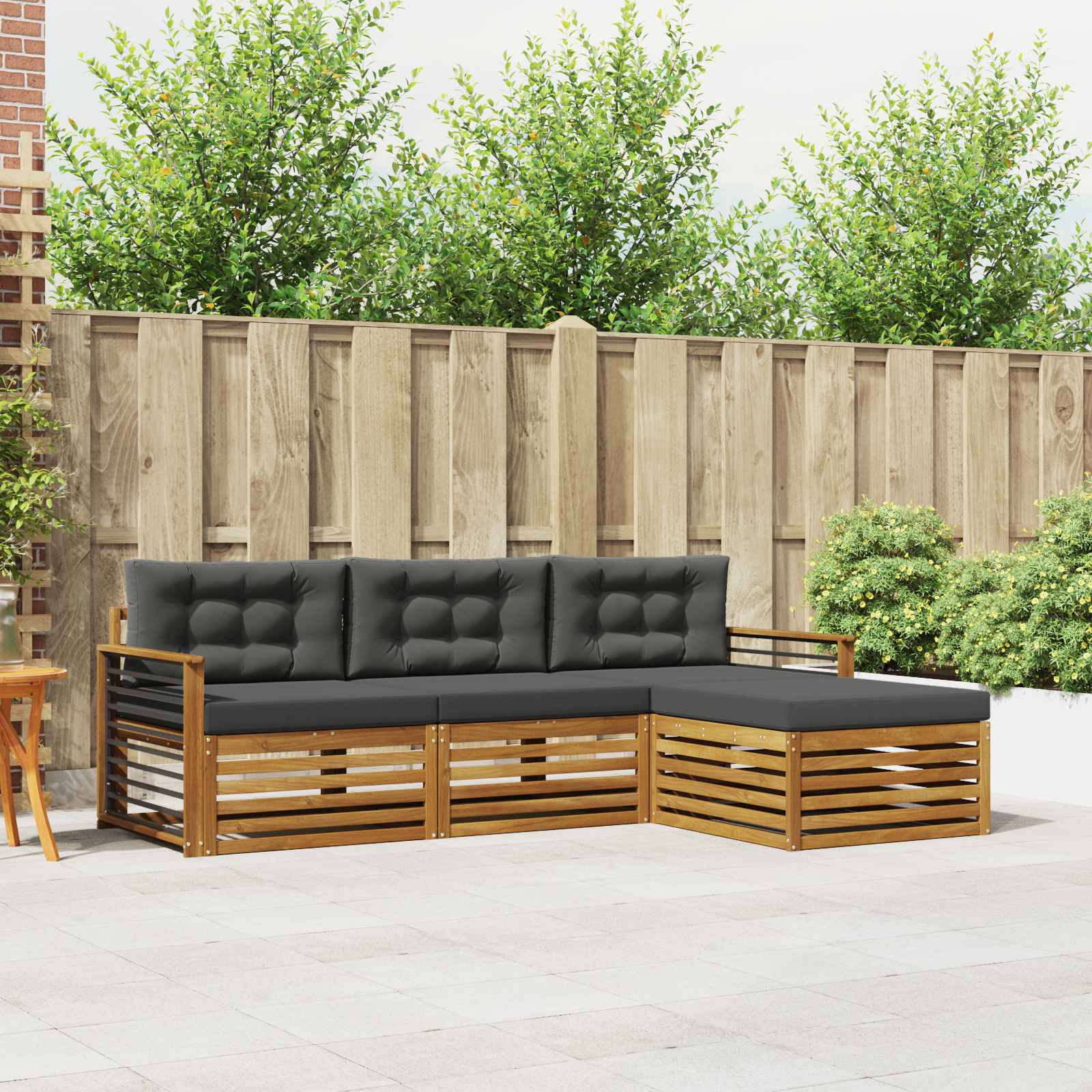 Outdoor-Sofagarnitur Natur und Anthrazit 249,5 x 162,5 x 73 cm