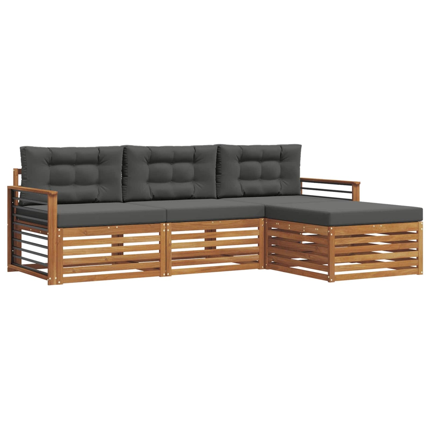 Outdoor-Sofagarnitur Natur und Anthrazit 249,5 x 162,5 x 73 cm