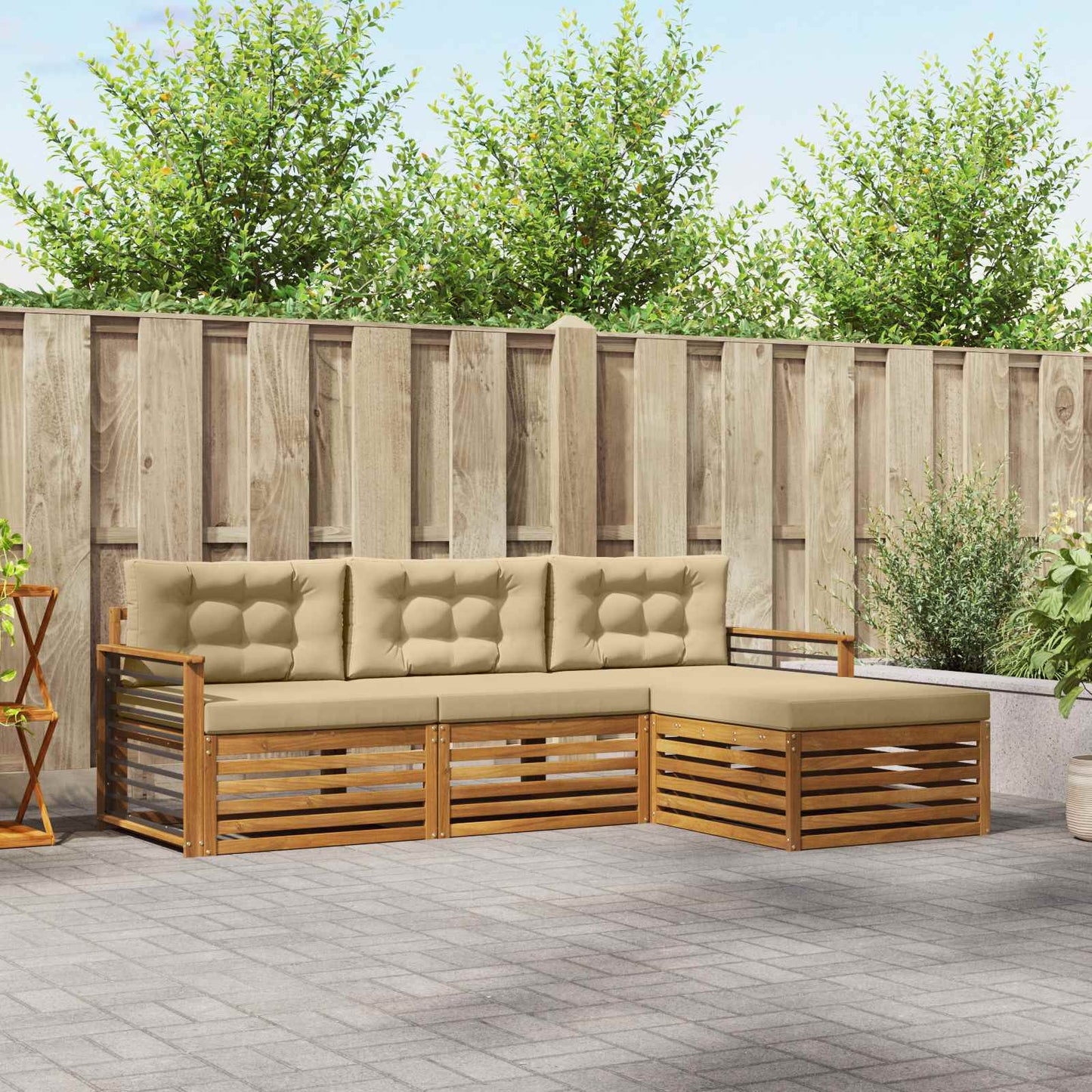 Outdoor-Sofagarnitur Natur und Beige 249,5 x 162,5 x 73 cm