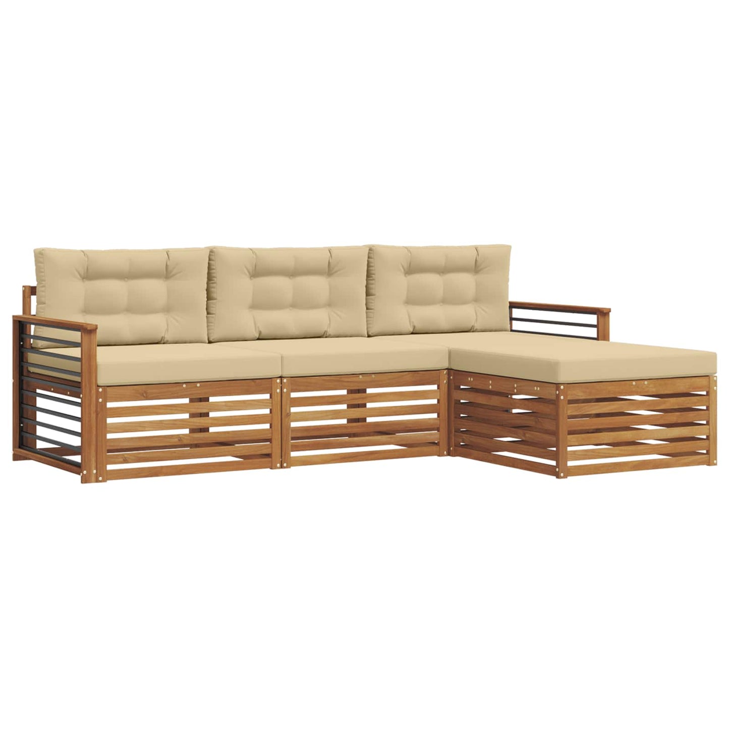 Outdoor-Sofagarnitur Natur und Beige 249,5 x 162,5 x 73 cm