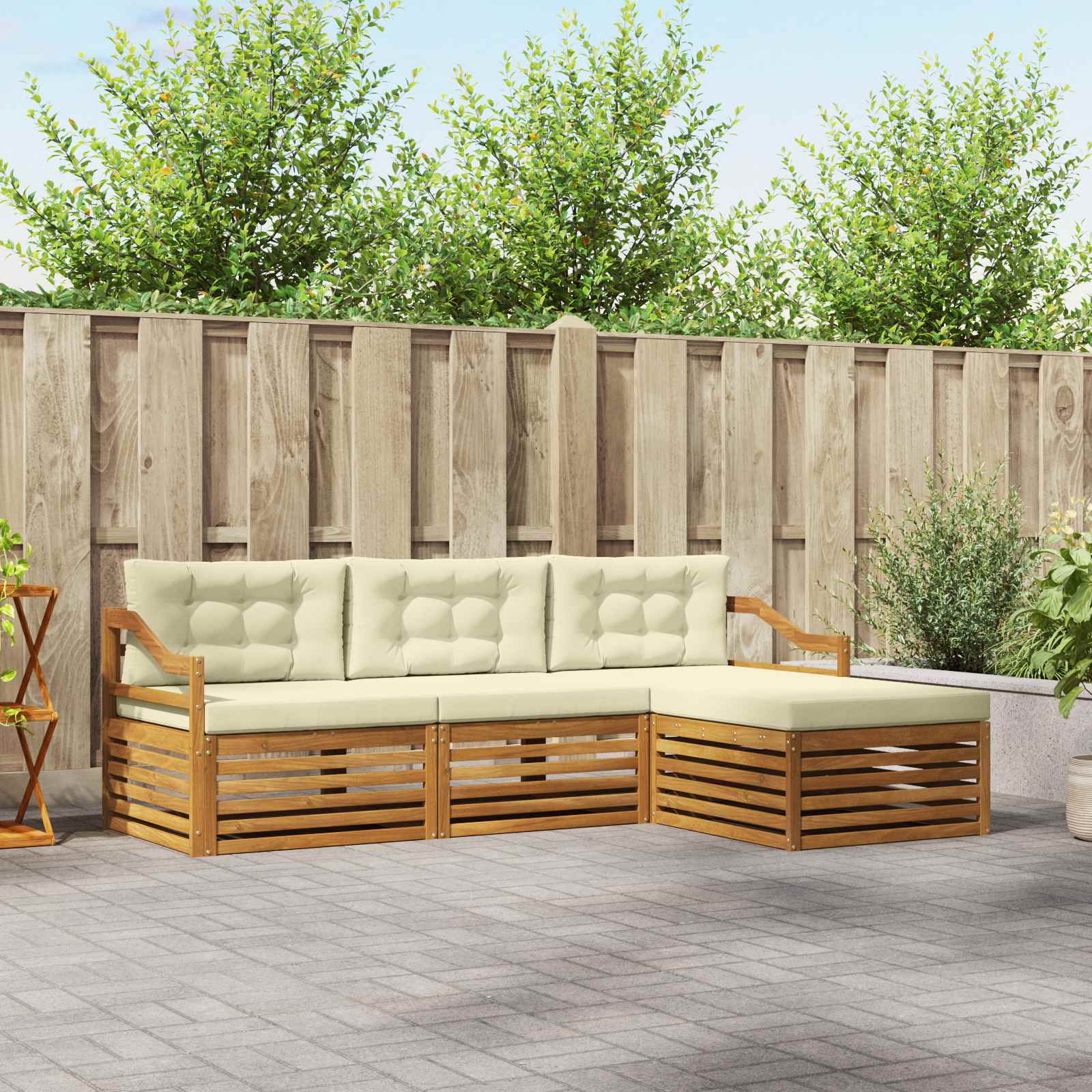 Outdoor-Sofagarnitur Natur und Creme 245,5 x 162,5 x 73 cm
