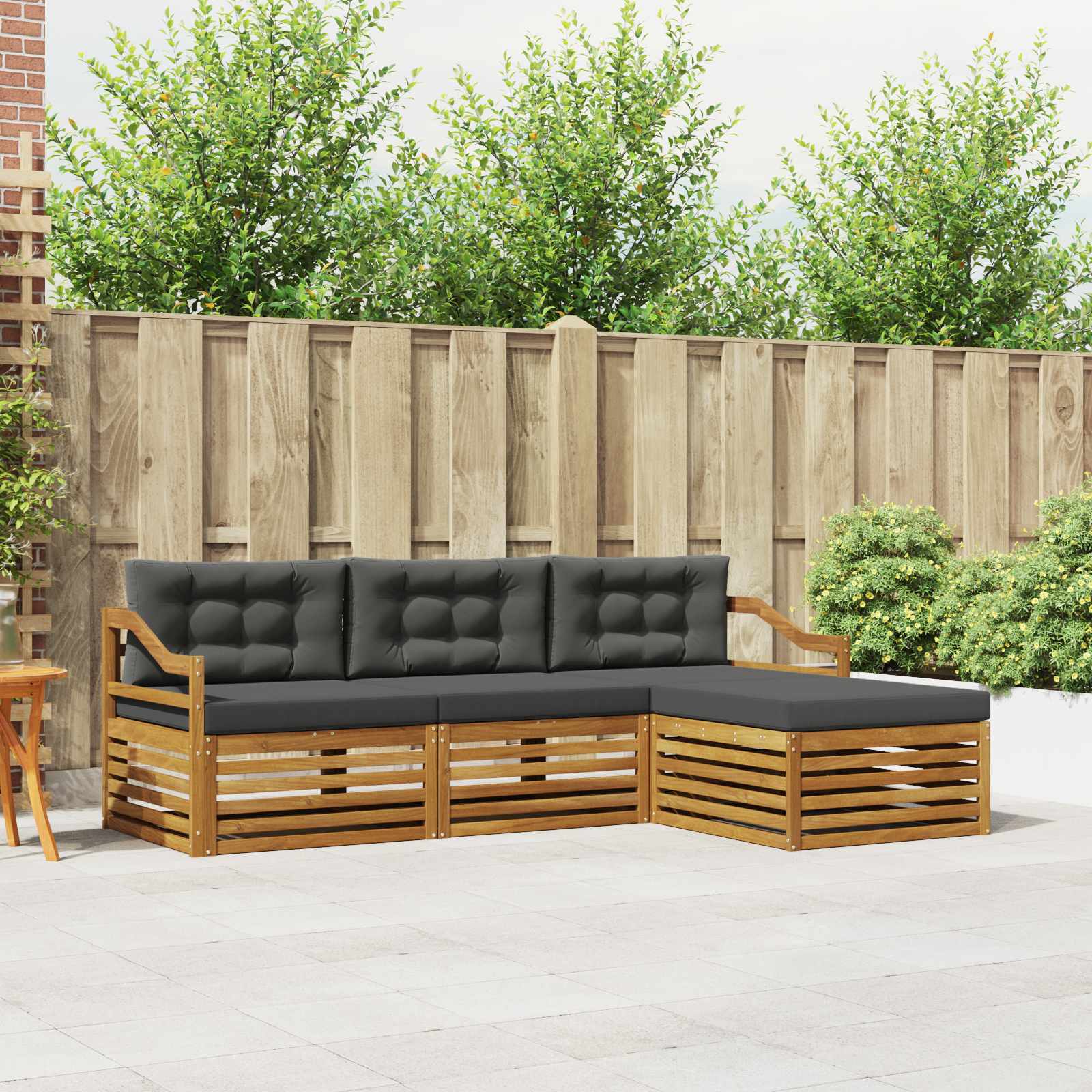 Outdoor-Sofagarnitur Natur und Anthrazit 245,5 x 162,5 x 73 cm