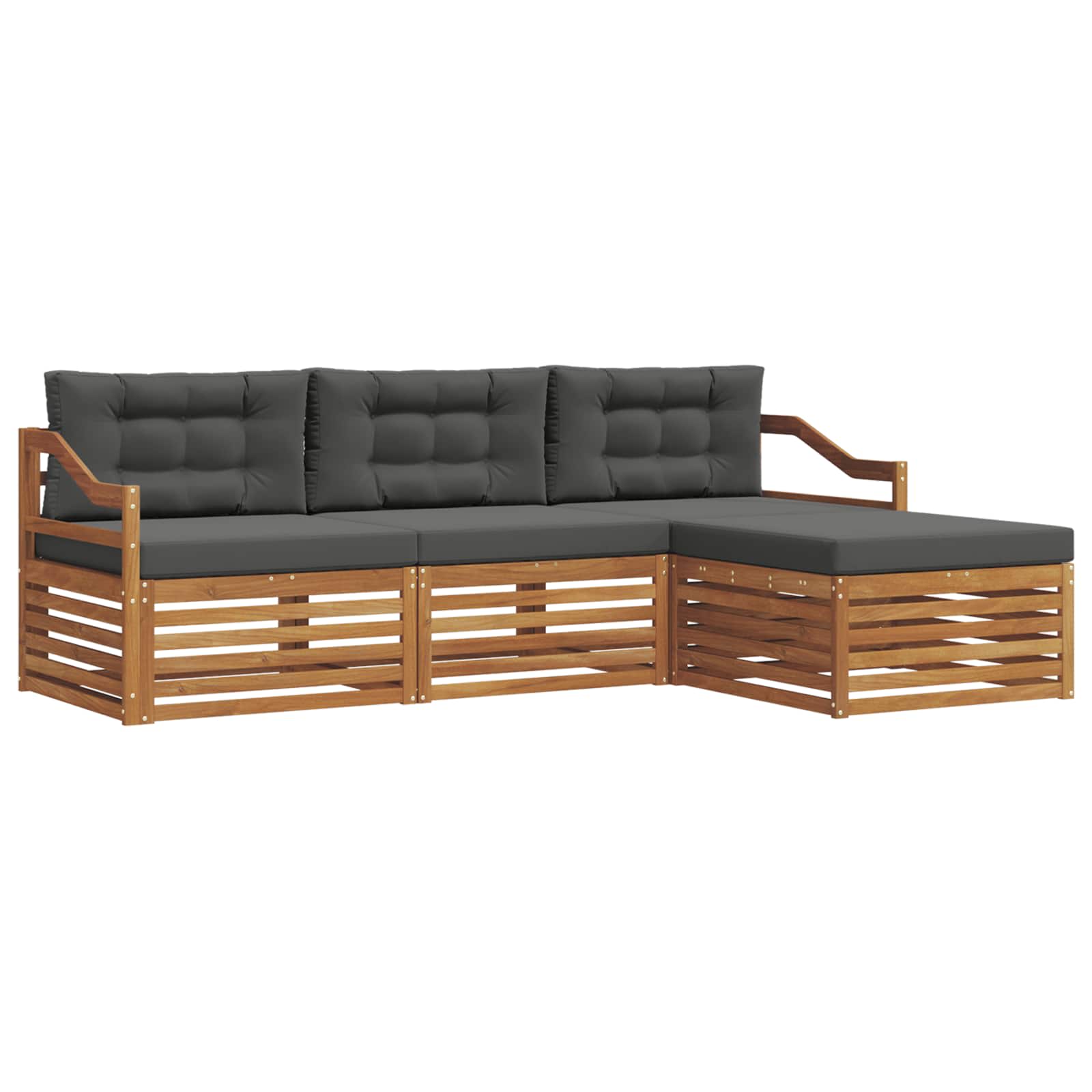 Outdoor-Sofagarnitur Natur und Anthrazit 245,5 x 162,5 x 73 cm