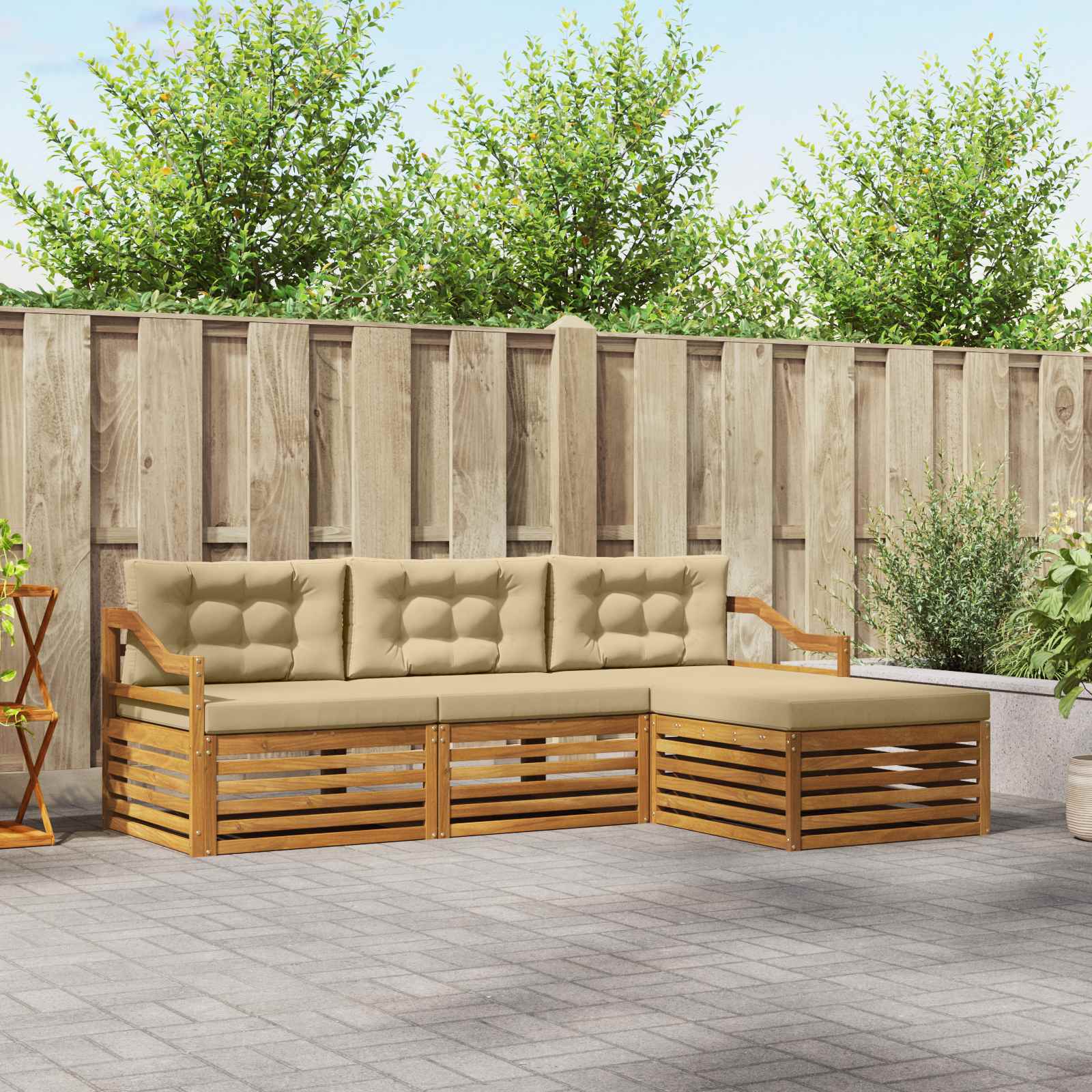 Outdoor-Sofagarnitur Natur und Beige 245,5 x 162,5 x 73 cm