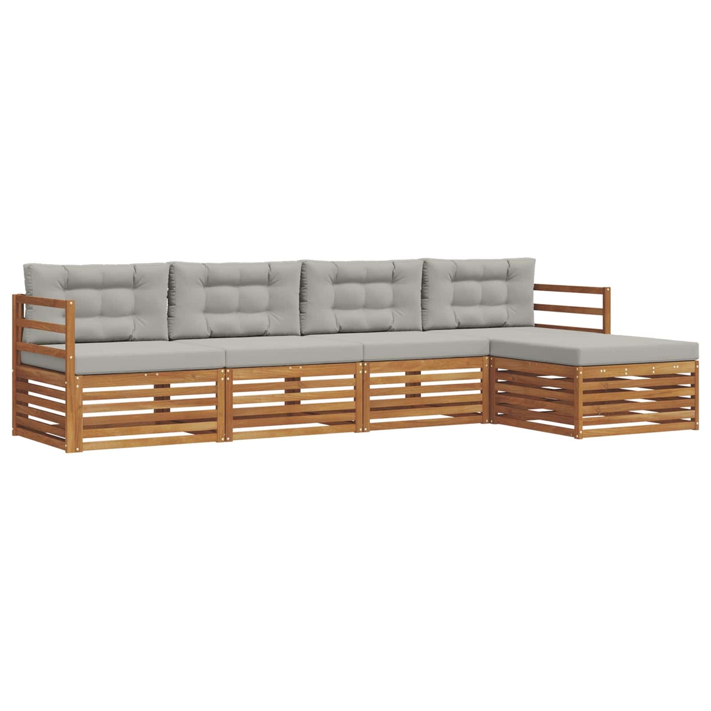Outdoor-Sofagarnitur mit Kissen 5 pcs Natürlich und Hellgrau