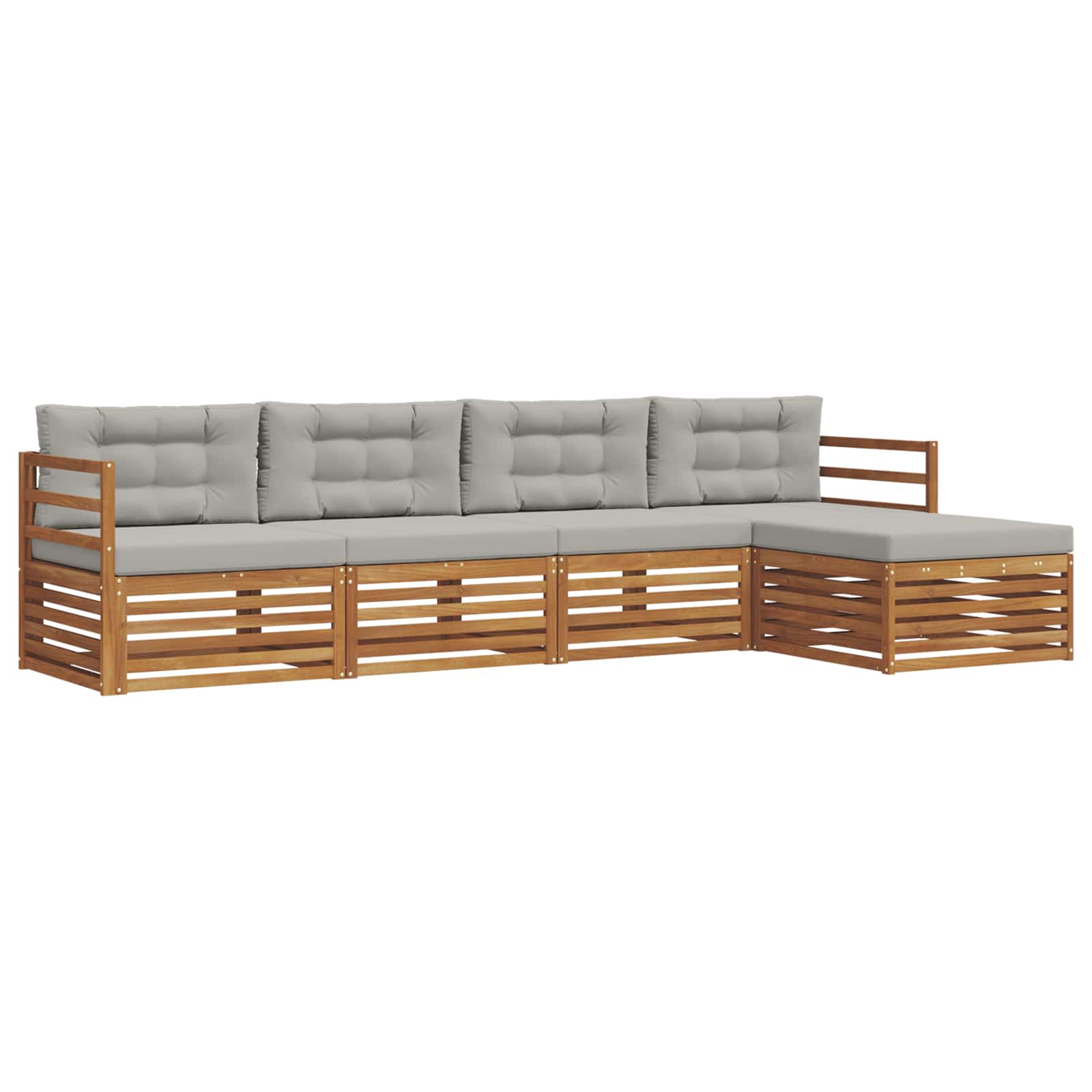 Outdoor-Sofagarnitur mit Kissen 5 pcs Natürlich und Hellgrau