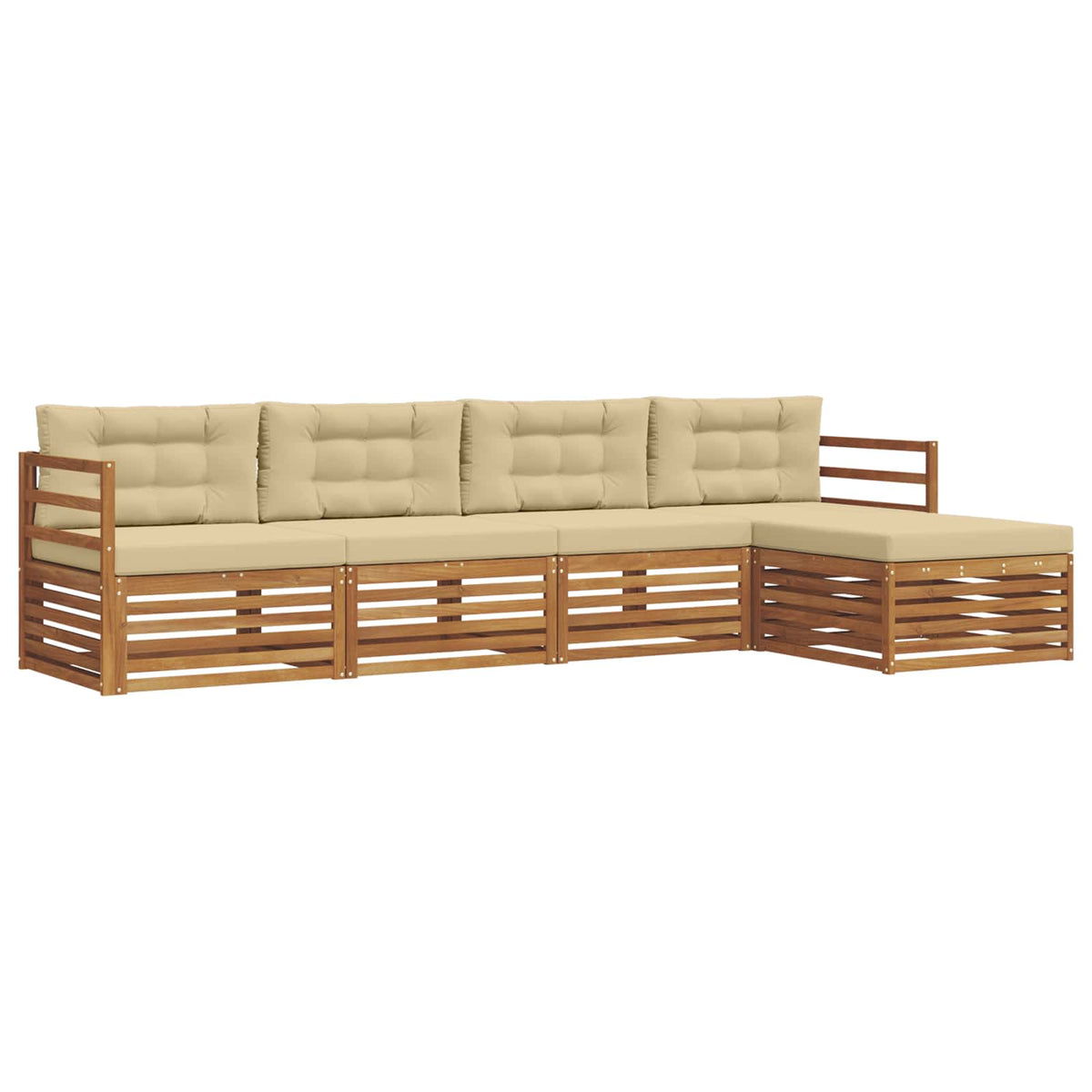 Outdoor-Sofagarnitur 5 stk. Natur und Beige