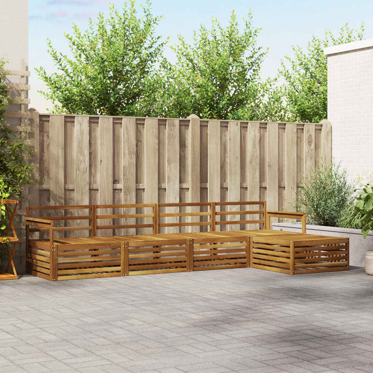 Outdoor-Sofagarnitur 5 stk. Natur