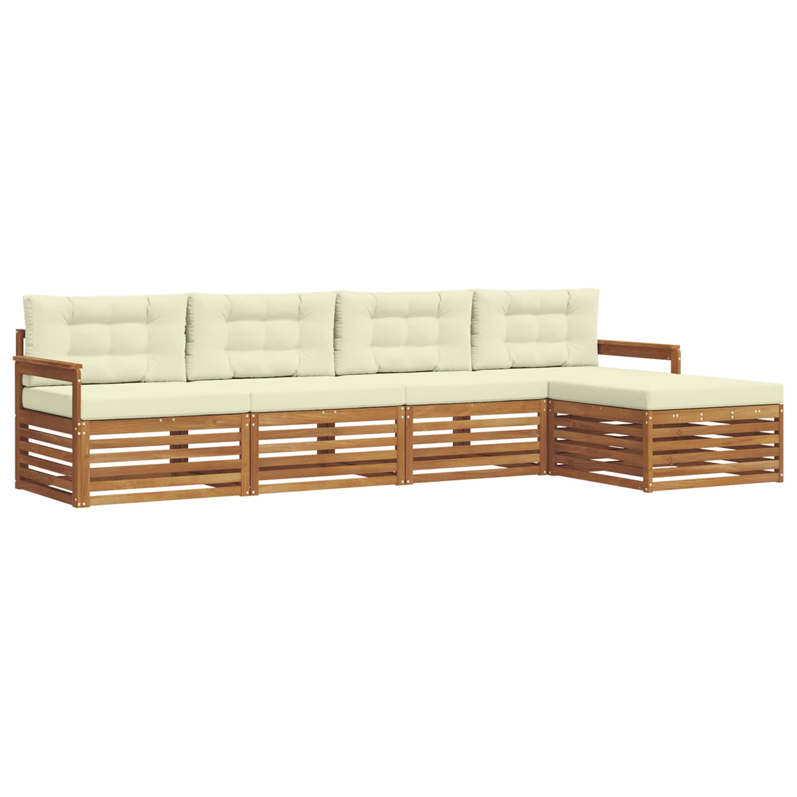 Outdoor-Sofagarnitur 5 stk. Natur und Creme
