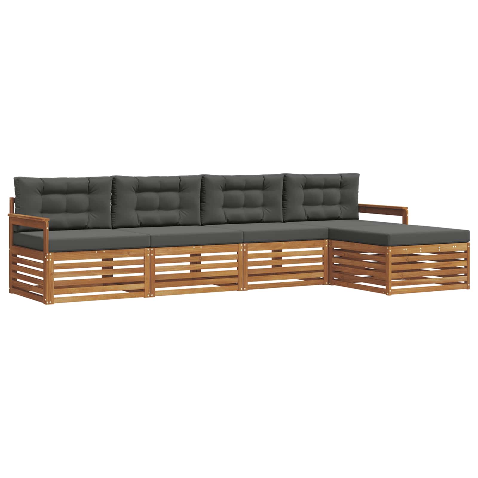 Outdoor-Sofagarnitur 5 stk. Natur und Anthrazit