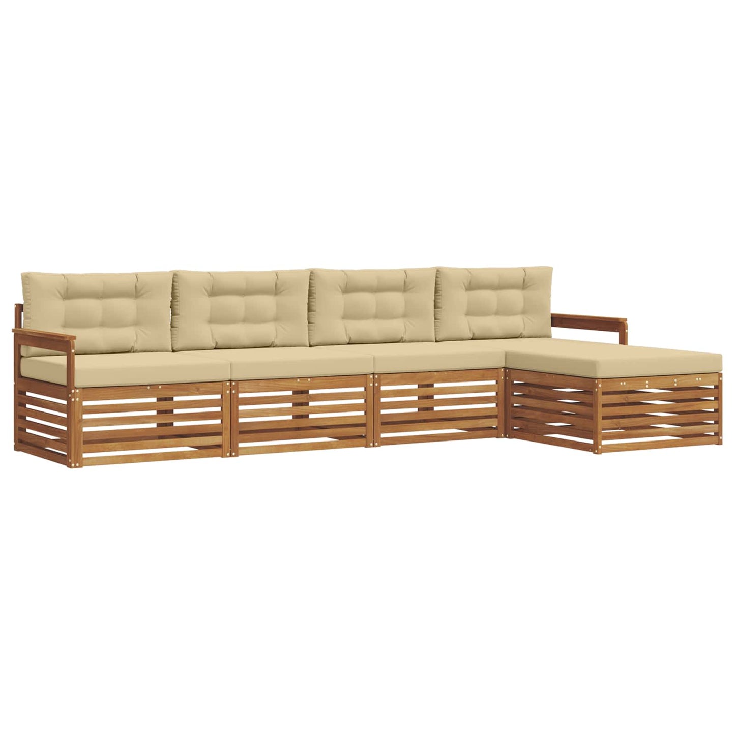 Outdoor-Sofagarnitur mit Kissen 5 pcs Natur und Beige