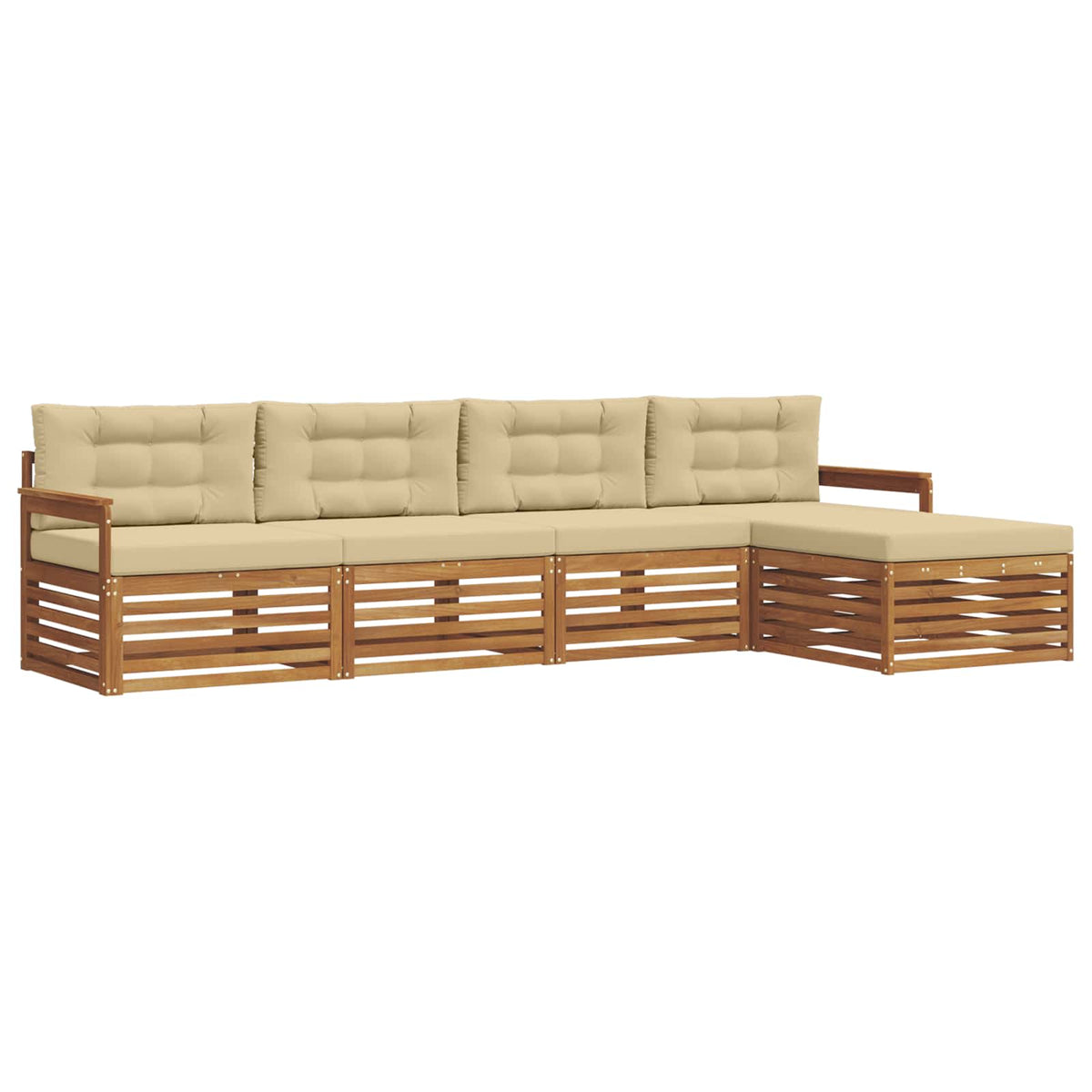 Outdoor-Sofagarnitur 5 stk. Natur und Beige