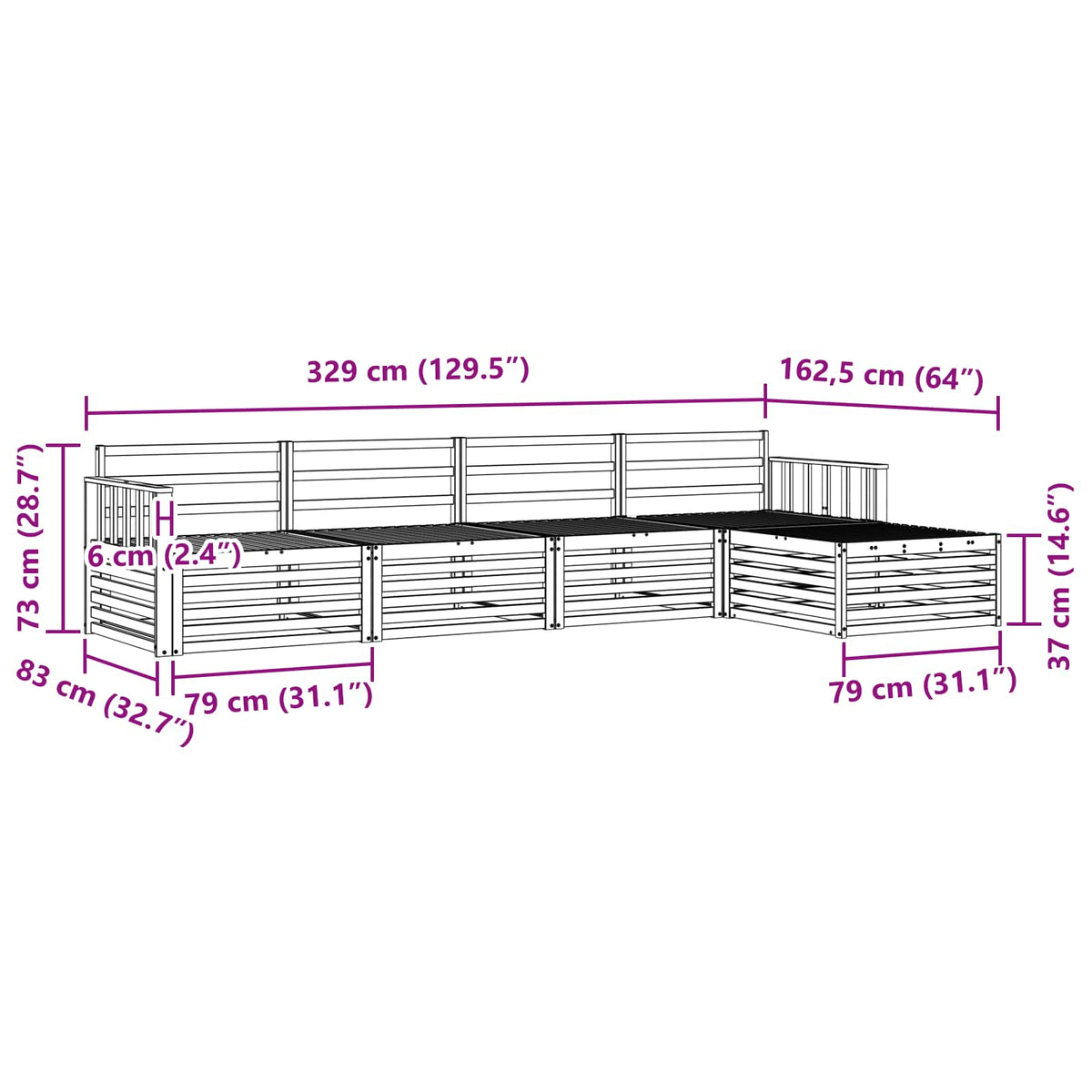 Outdoor-Sofagarnitur 5 stk. Natur Massivholz Akazie