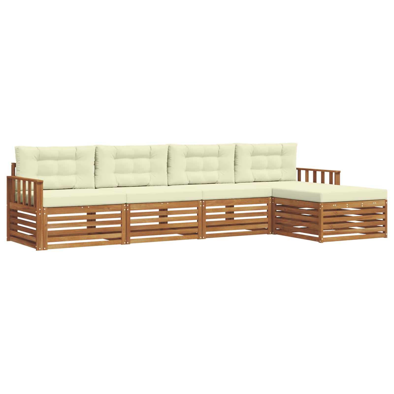 Outdoor-Sofagarnitur 5 stk. Natur und Creme