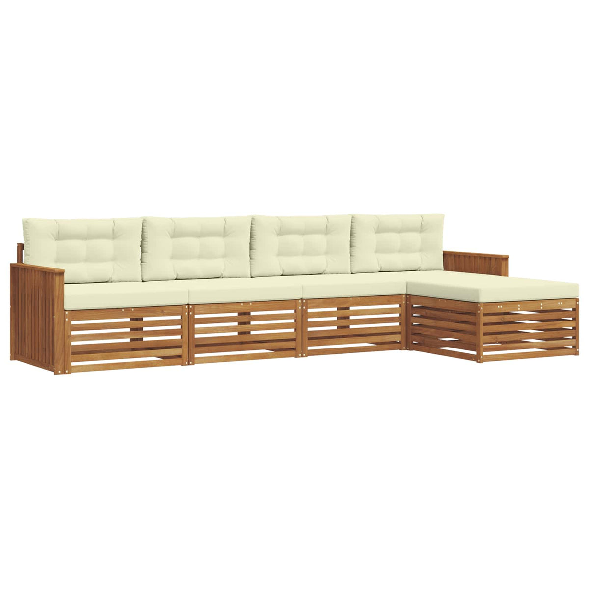 Outdoor-Sofagarnitur 5 stk. Natur und Creme