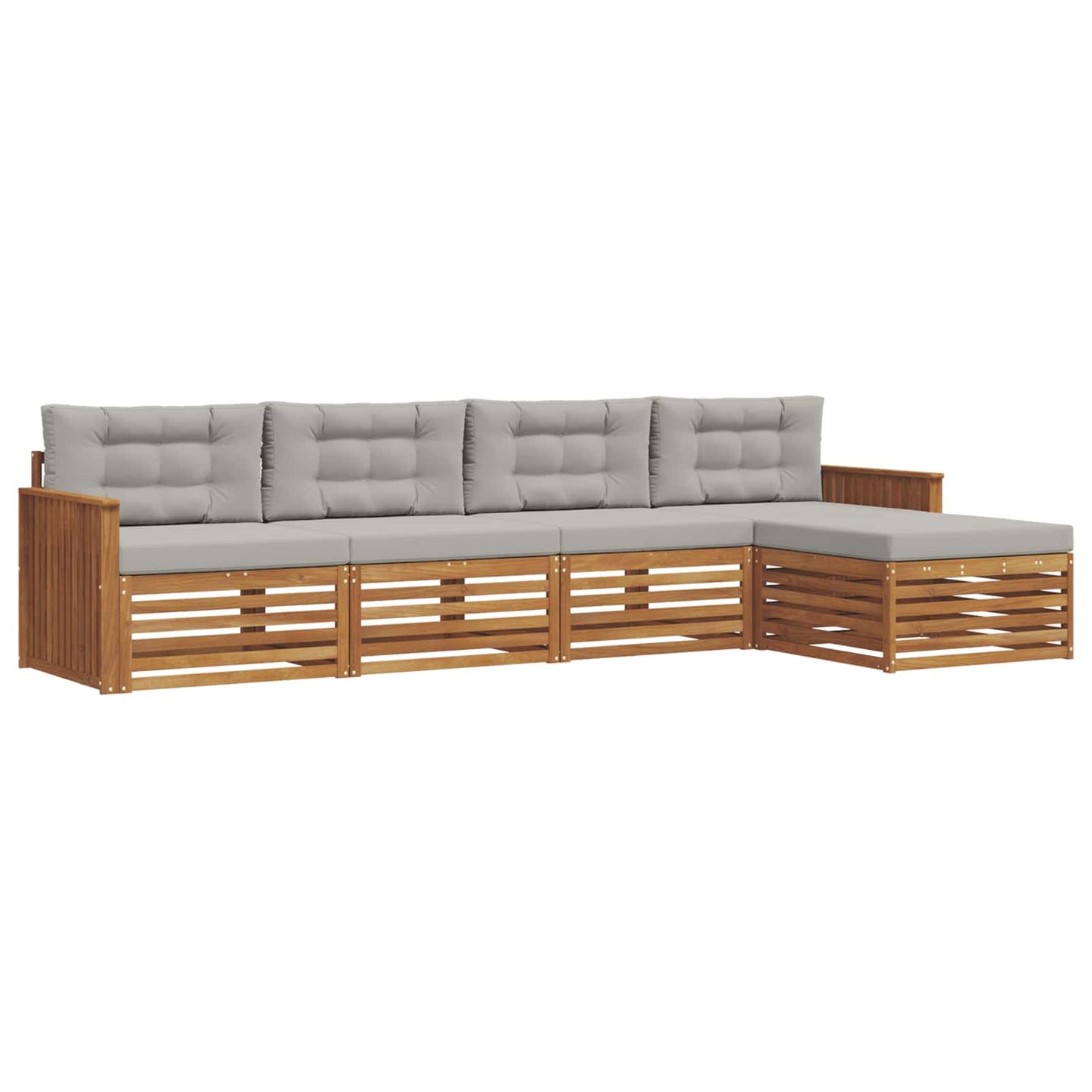 Outdoor-Sofagarnitur mit Kissen 5 pcs Natürlich und Hellgrau