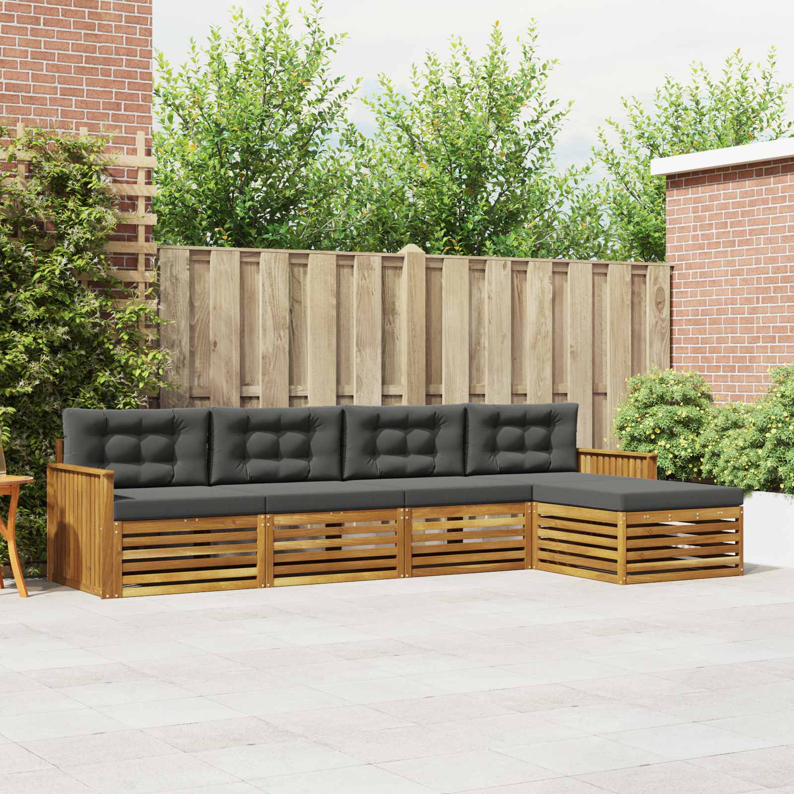 Outdoor-Sofagarnitur 5 stk. Natur und Anthrazit