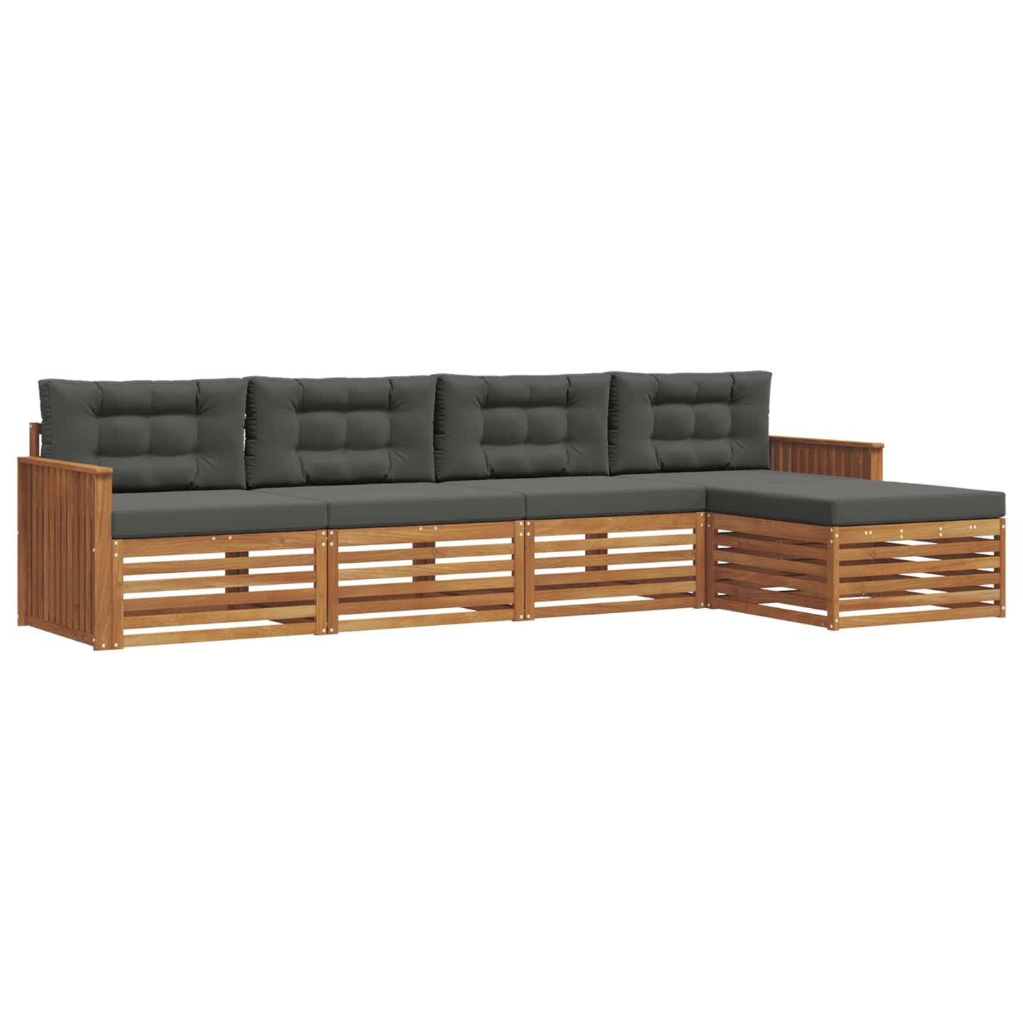 Outdoor-Sofagarnitur 5 stk. Natur und Anthrazit
