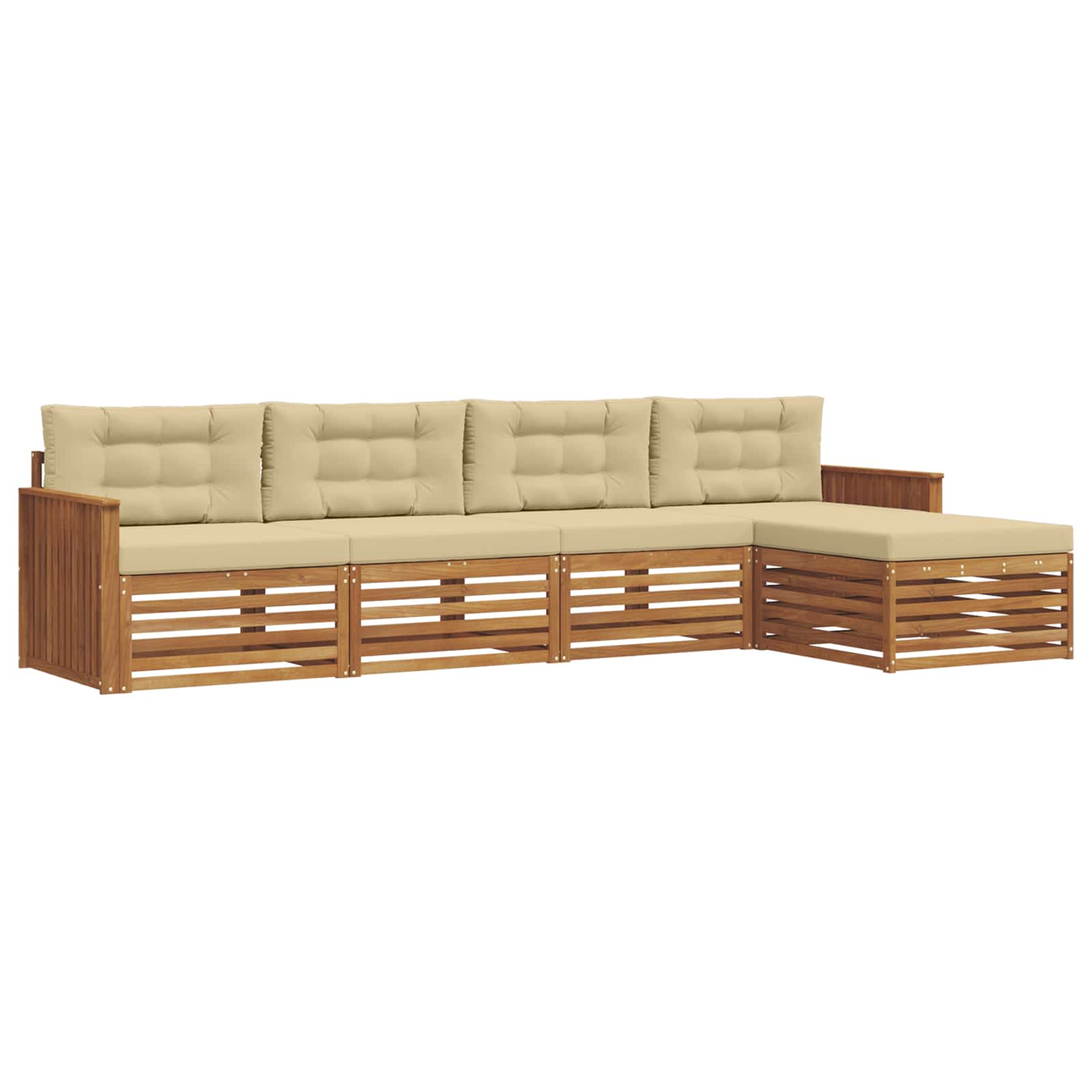 Outdoor-Sofagarnitur mit Kissen 5 pcs Natur und Beige
